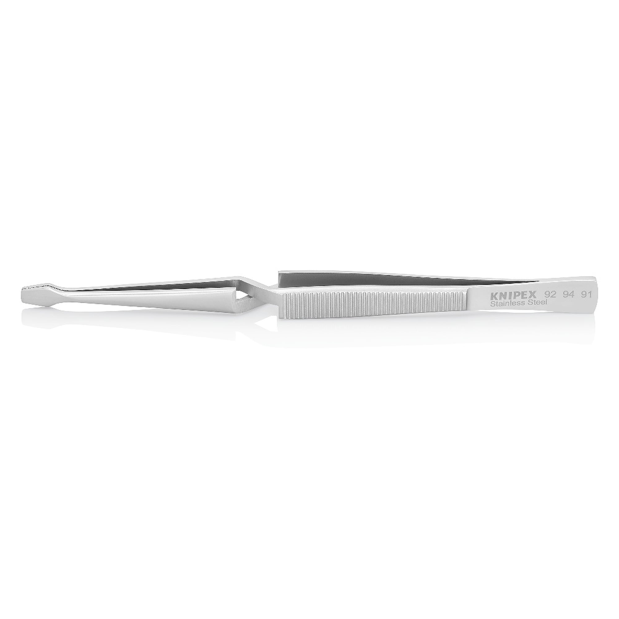 Universal cross tweezers self-closing, blunt tips 1.3 mm, stainless steel, 160 mm