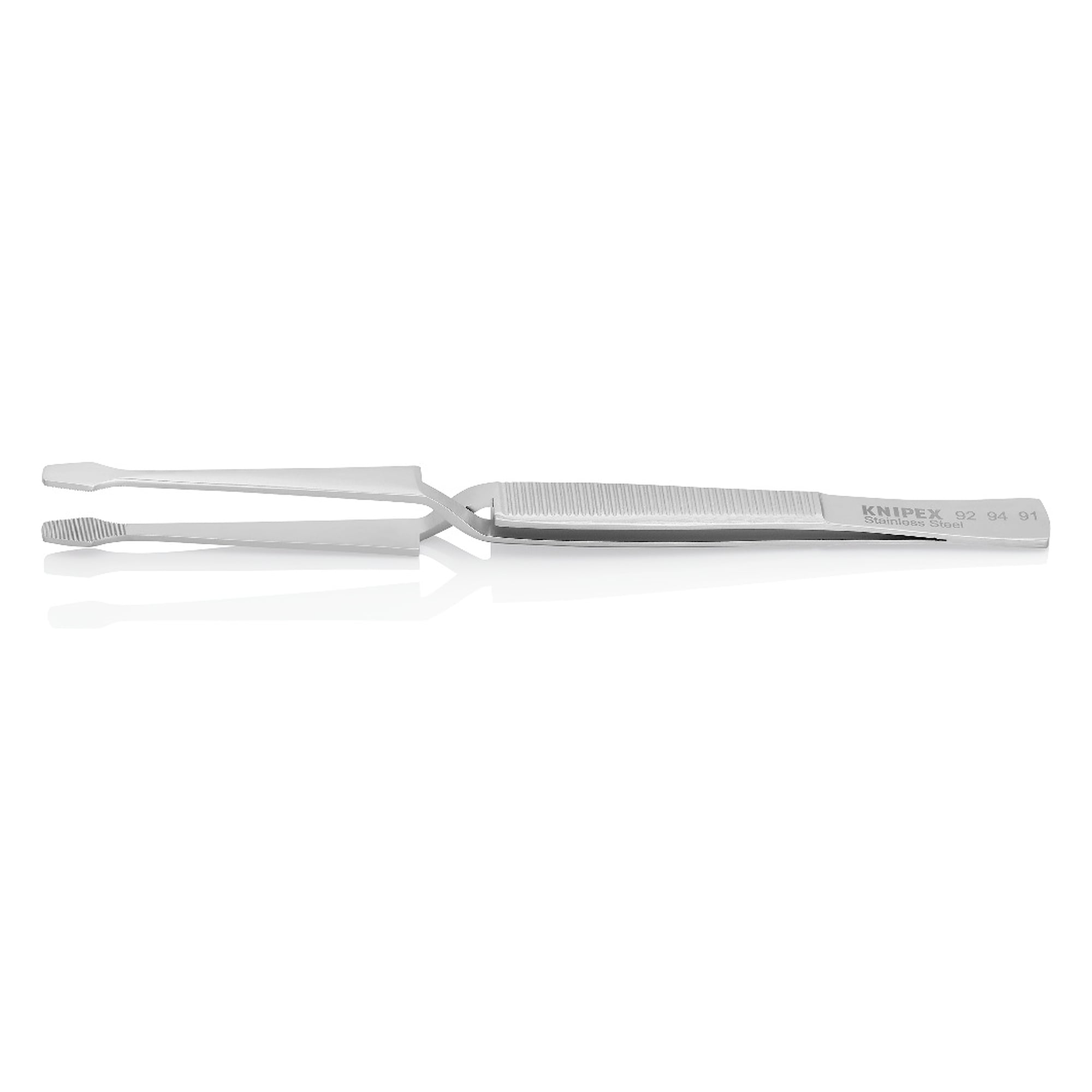 Universal cross tweezers self-closing, blunt tips 1.3 mm, stainless steel, 160 mm
