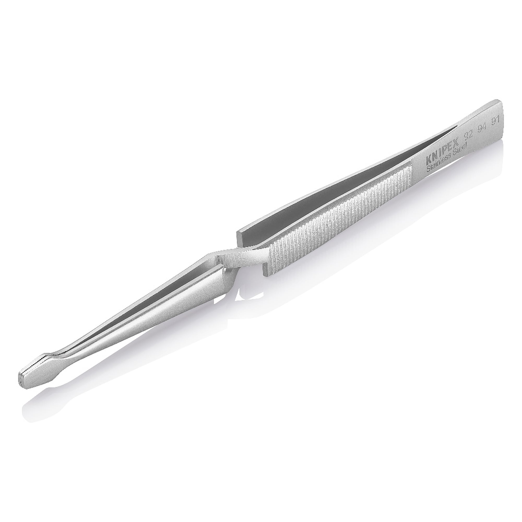 Universal cross tweezers self-closing, blunt tips 1.3 mm, stainless steel, 160 mm