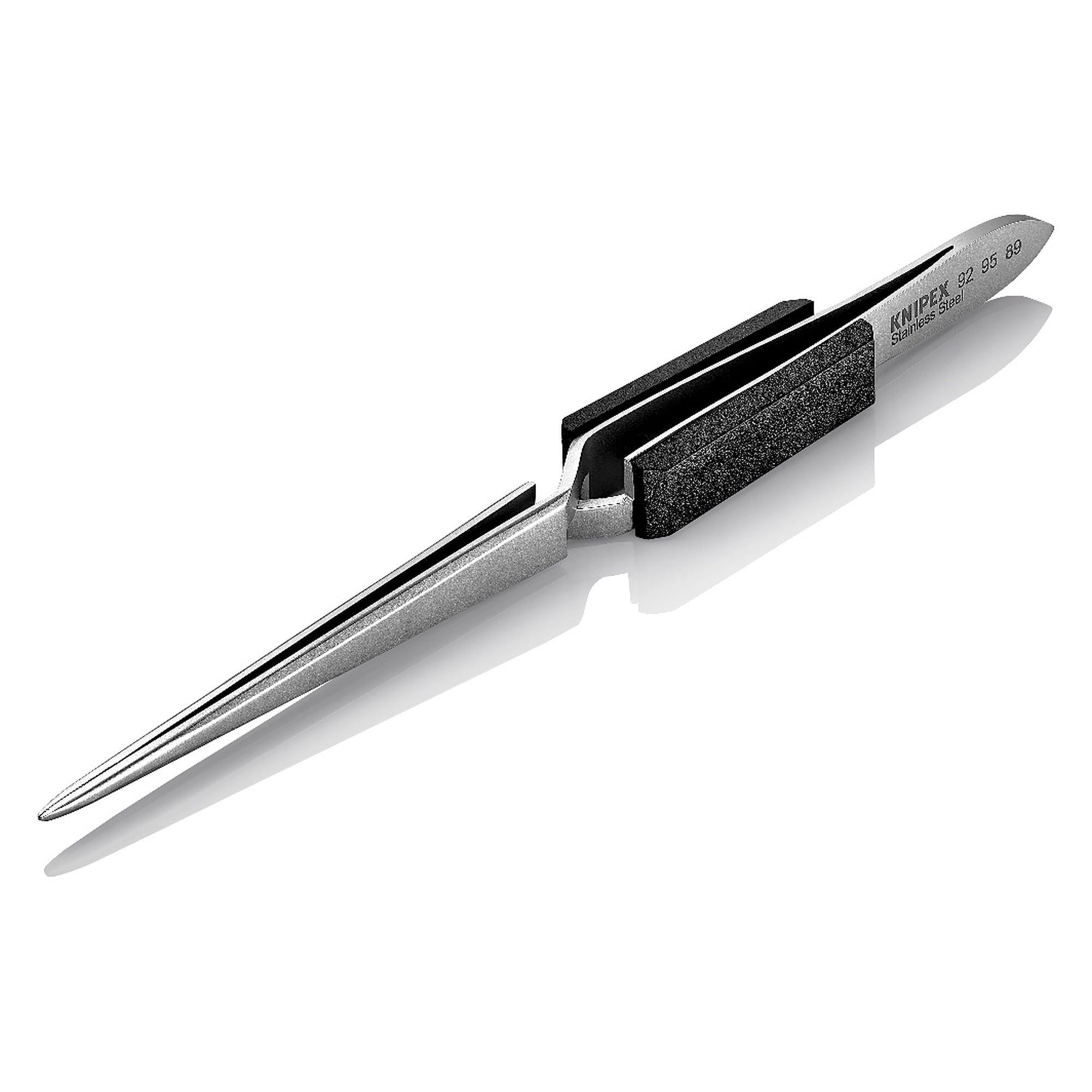 Brucelles croisées universelles droites, pointes émoussées 0,8 mm, acier inoxydable, 165 mm