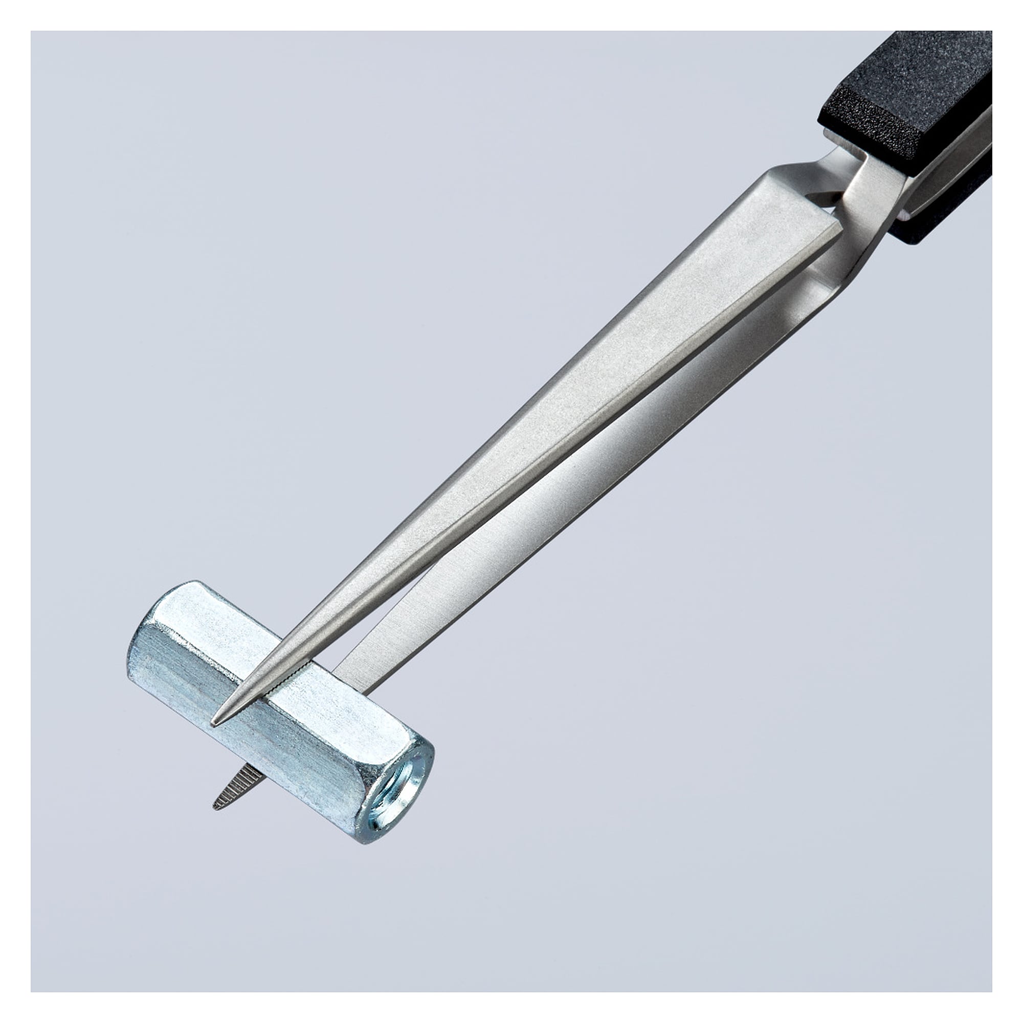 Brucelles croisées universelles droites, pointes émoussées 0,8 mm, acier inoxydable, 165 mm