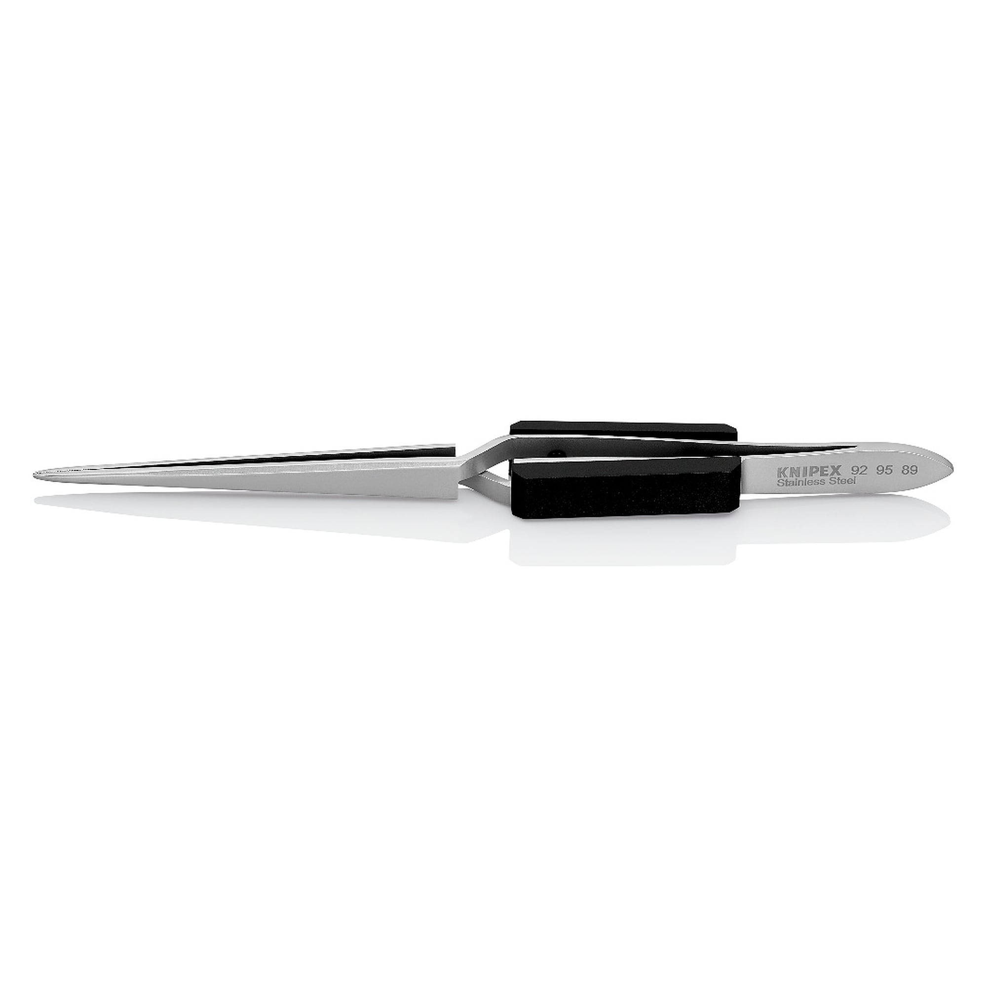 Universal cross tweezers self-closing, angled 40°, blunt tips 0.8 mm, 160 mm