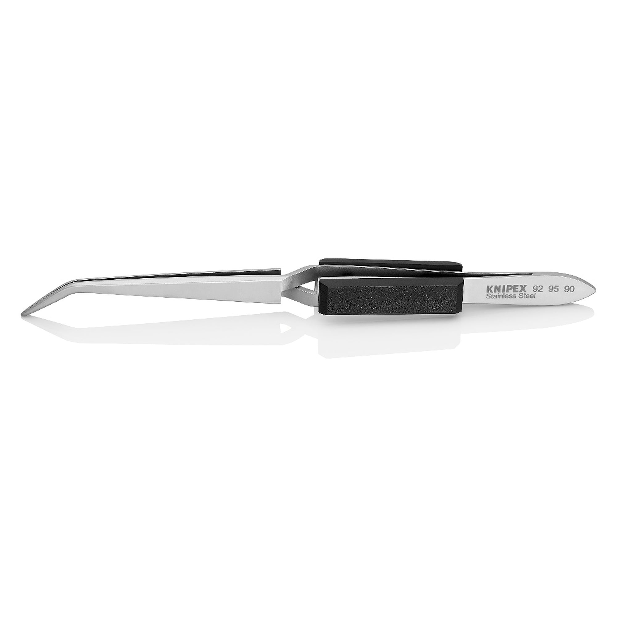 Universal cross tweezers self-closing, angled 40°, blunt tips 0.8 mm, 160 mm