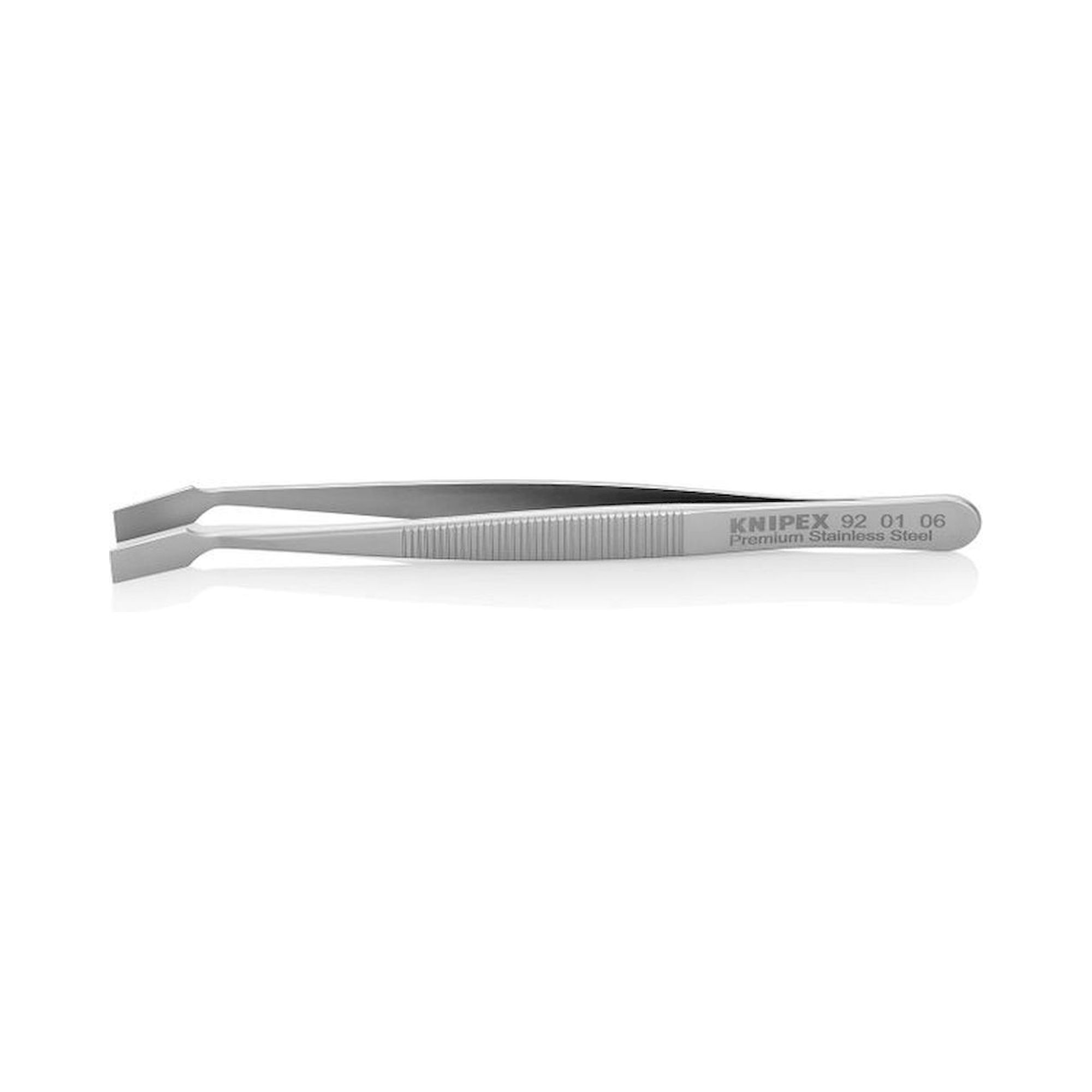Knipex 92 01 06. Universal tweezers, serrated, premium stainless steel, angled 30 °, 120 mm