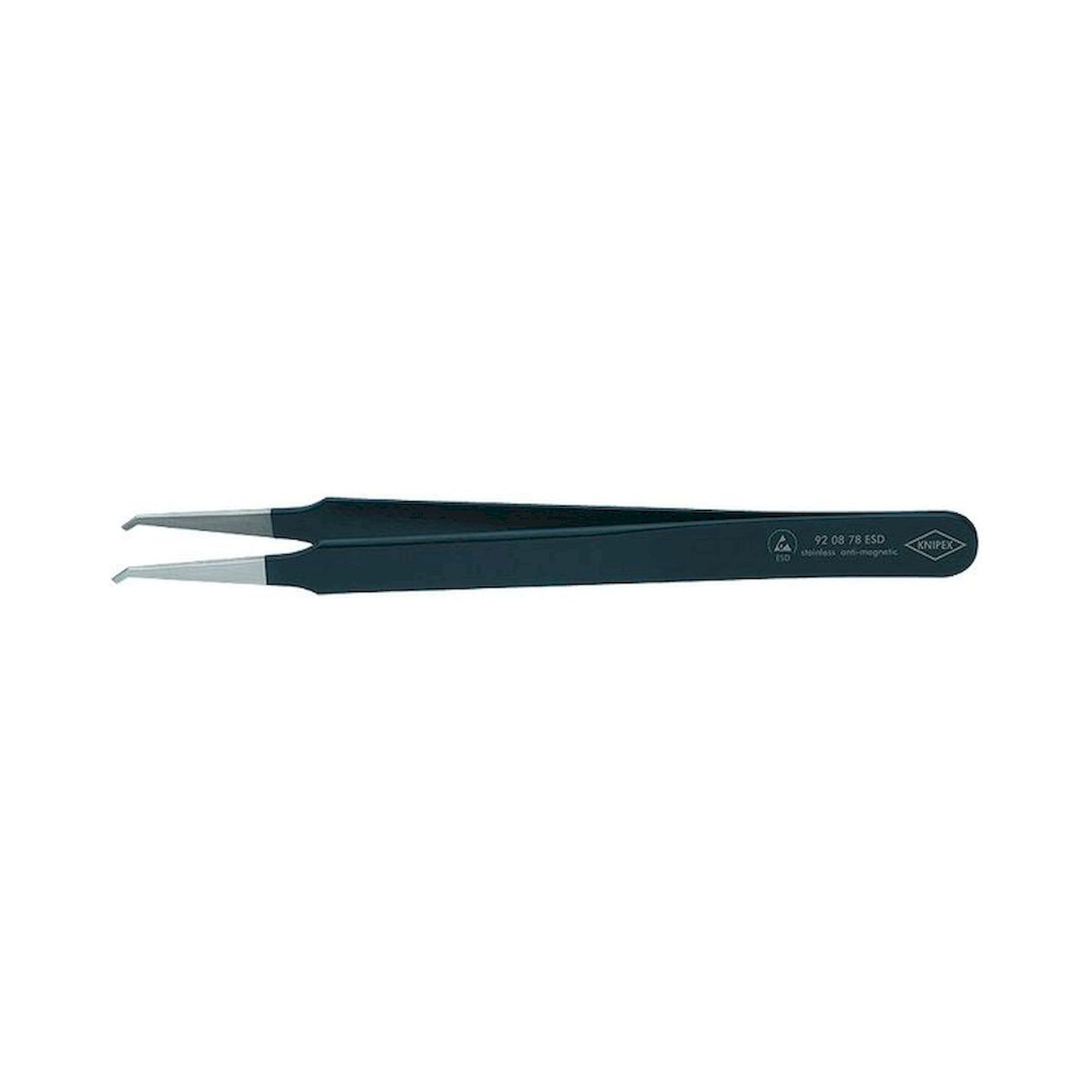 Knipex 92 08 78 ESD. ESD precision tweezers, angled tips, 120 mm