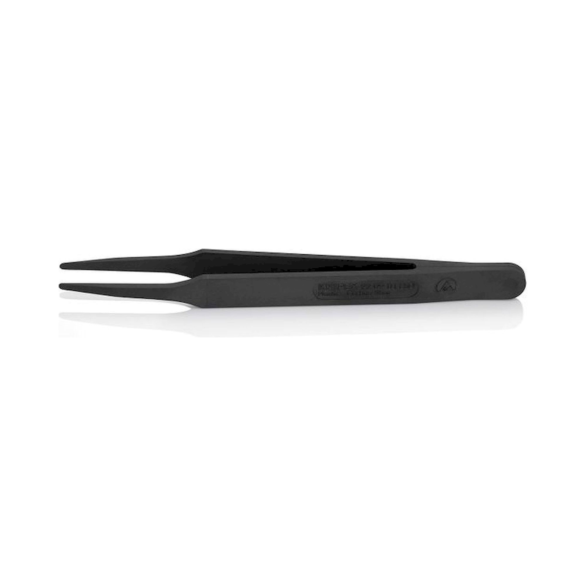Knipex 92 09 01 ESD. ESD plastic tweezers, smooth, blunt, carbon fiber reinforced plastic, 115 mm