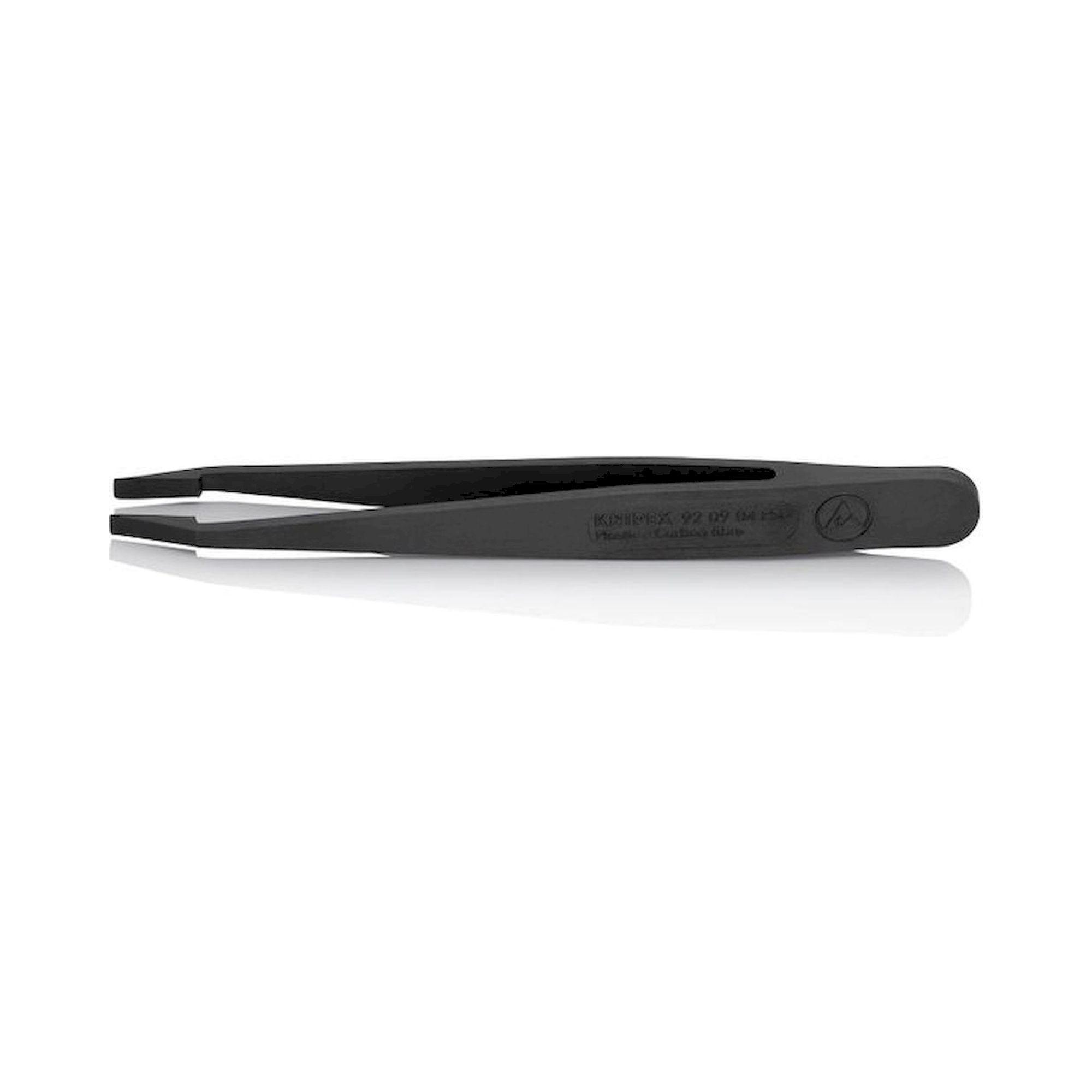 Knipex 92 09 04 ESD. ESD plastic tweezers, smooth, blunt, carbon fiber reinforced plastic, 115 mm