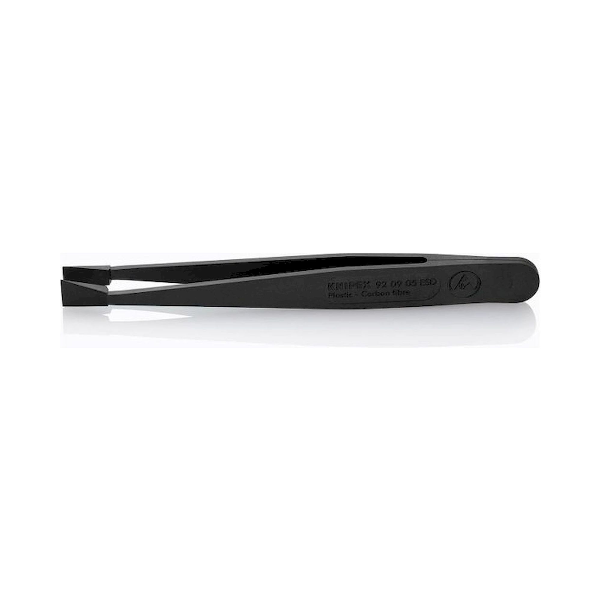 Knipex 92 09 05 ESD. ESD Kunststoffpinzette, glatt, stumpf, kohlefaserverstärkter Kunststoff, 115 mm