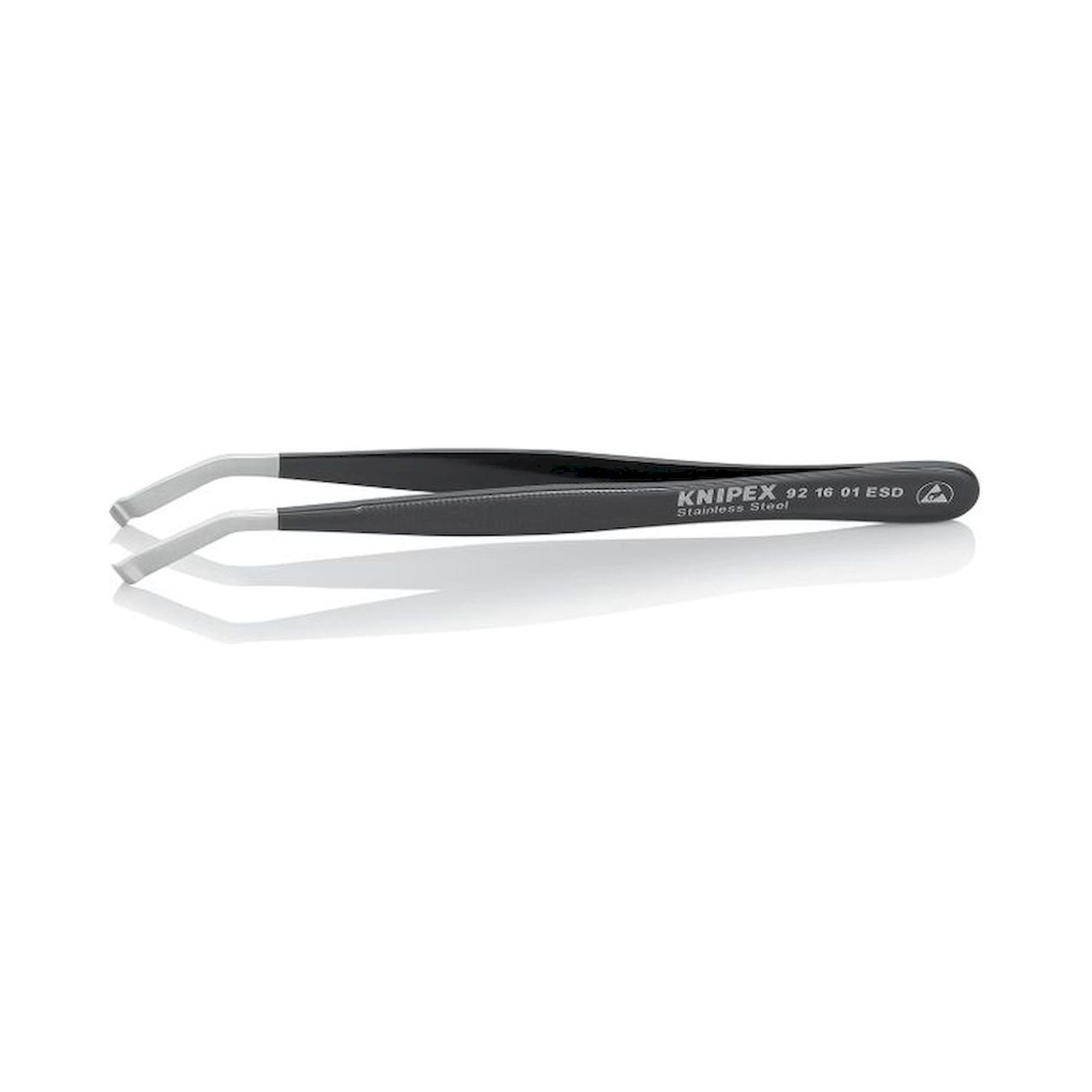 Knipex 92 16 01 ESD. ESD positioning tweezers, smooth, stainless steel, 120 mm