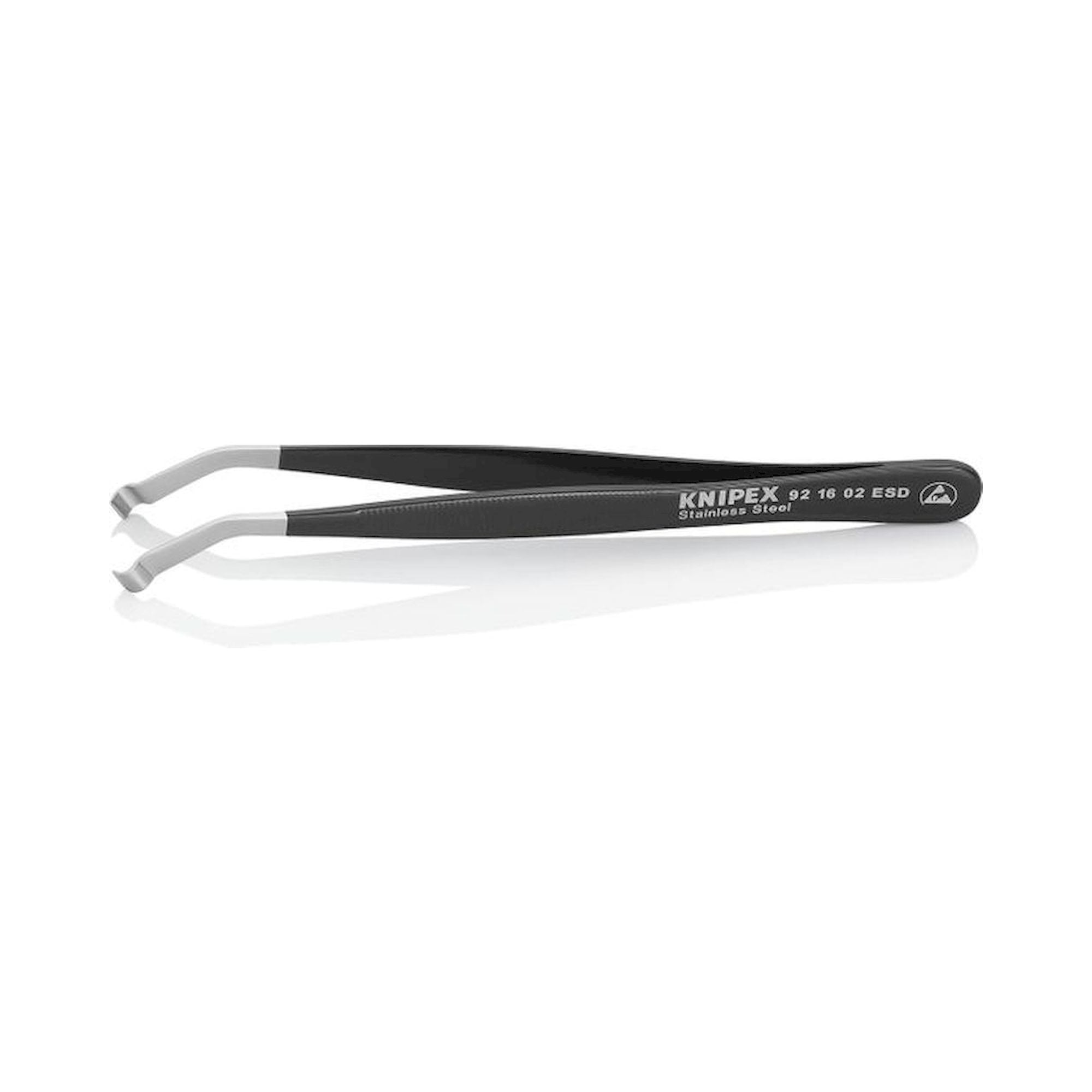 Knipex 92 16 02 ESD. ESD positioning tweezers, Smooth, stainless steel, 120 mm