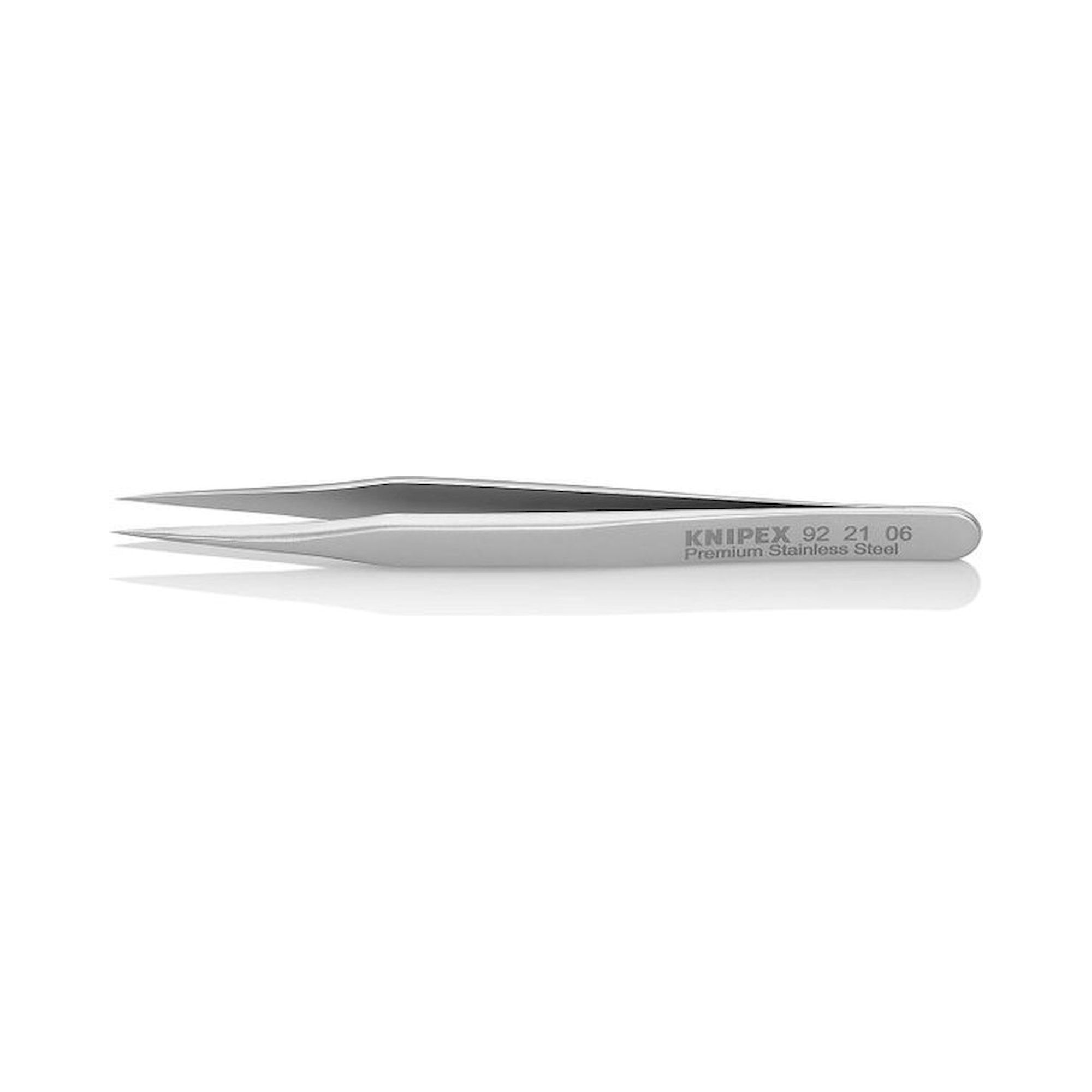 Knipex 92 21 06. Mini precision tweezers, smooth, premium stainless steel, 80 mm
