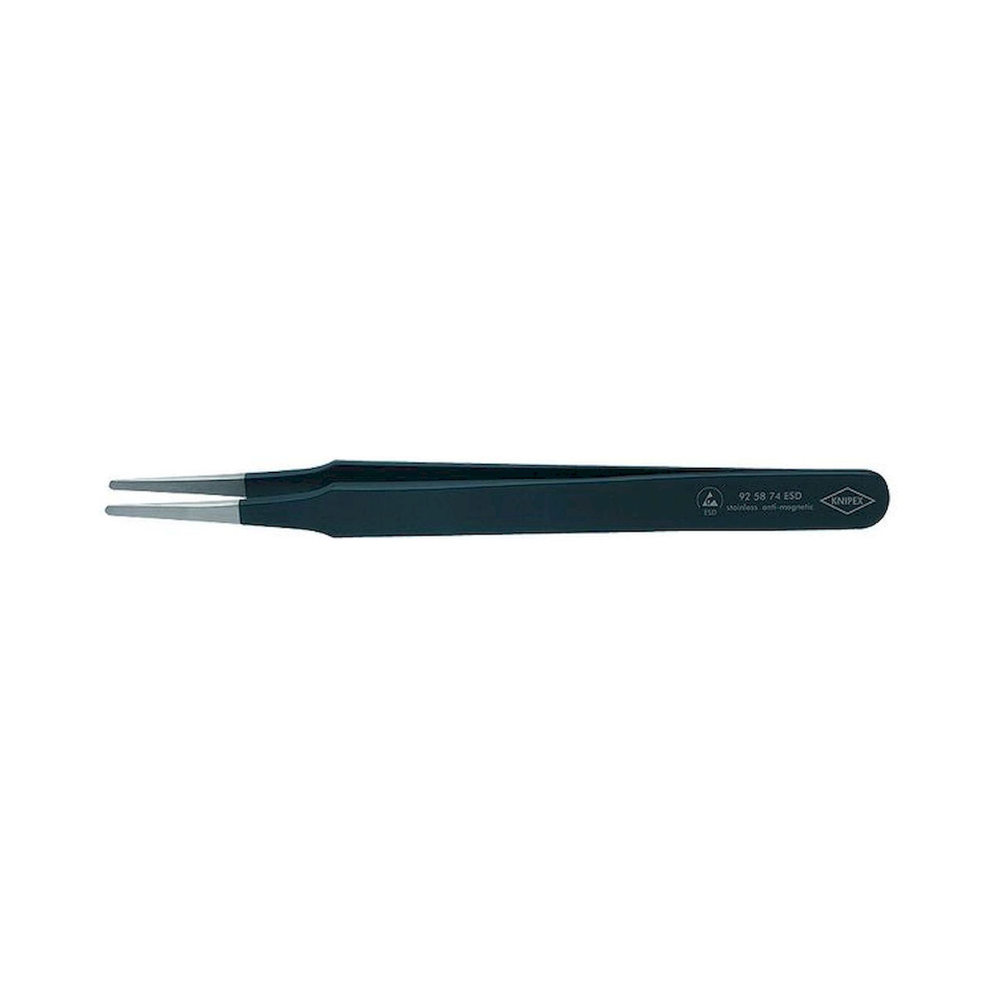 Knipex 92 58 74 ESD. ESD precision tweezers, ro with tips, straight, 120 mm