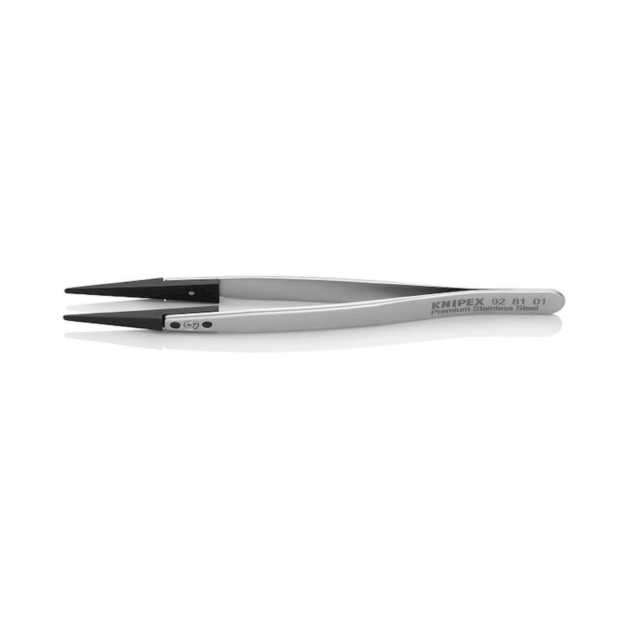 Knipex 92 81 01. ESD tweezers with interchangeable tips, Smooth, Premium stainless steel, 130 mm