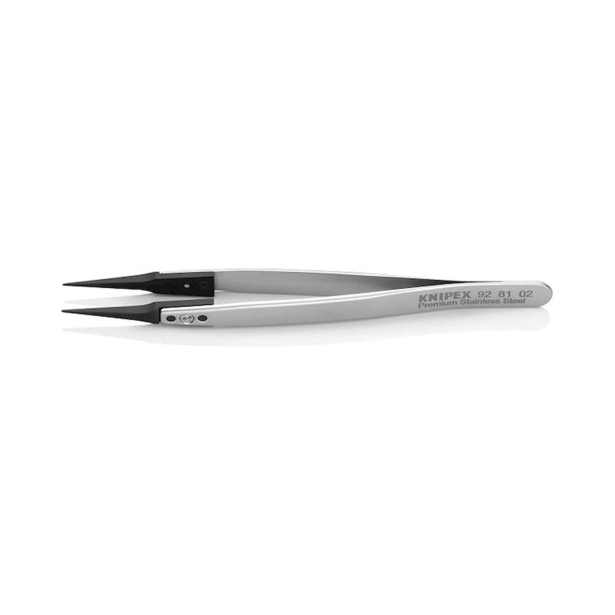 Knipex 92 81 02. ESD tweezers with interchangeable tips, Smooth, Premium stainless steel, 130 mm