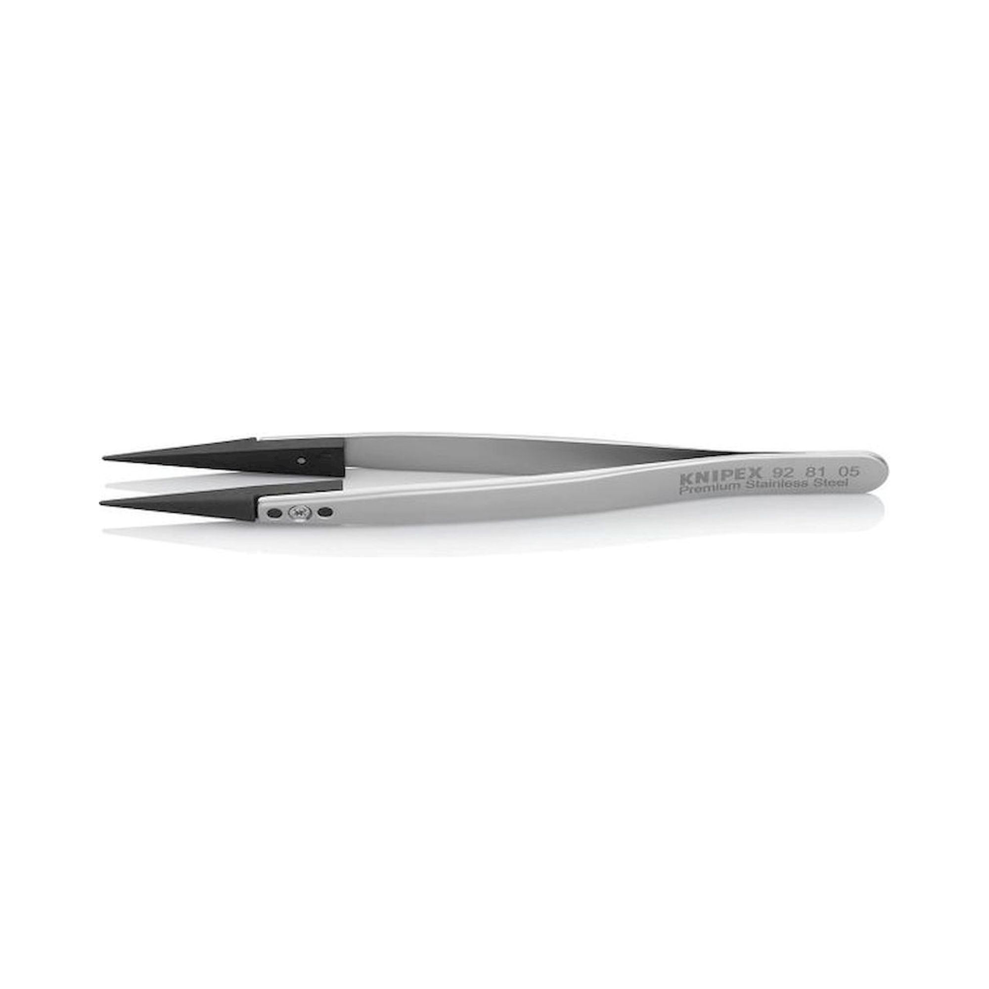 Knipex 92 81 05. ESD Tweezers with interchangeable tips, Smooth, Premium stainless steel, 130 mm