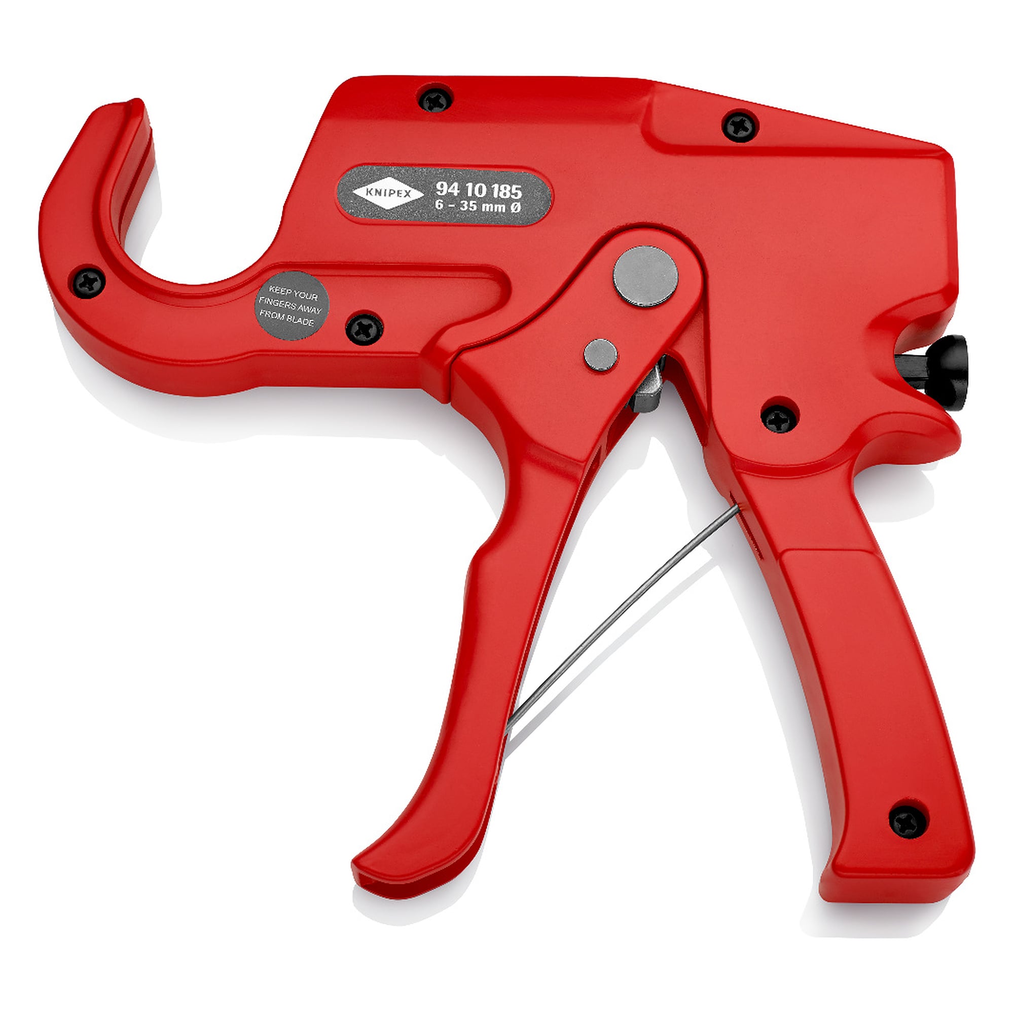 Pipe cutter for plastic conduit pipes 6 - 35 mm dia., burr-free cut, die-cast aluminium, 185 mm