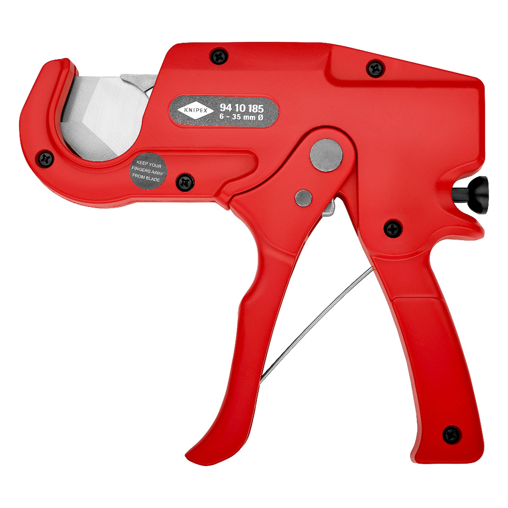 Pipe cutter for plastic conduit pipes 6 - 35 mm dia., burr-free cut, die-cast aluminium, 185 mm