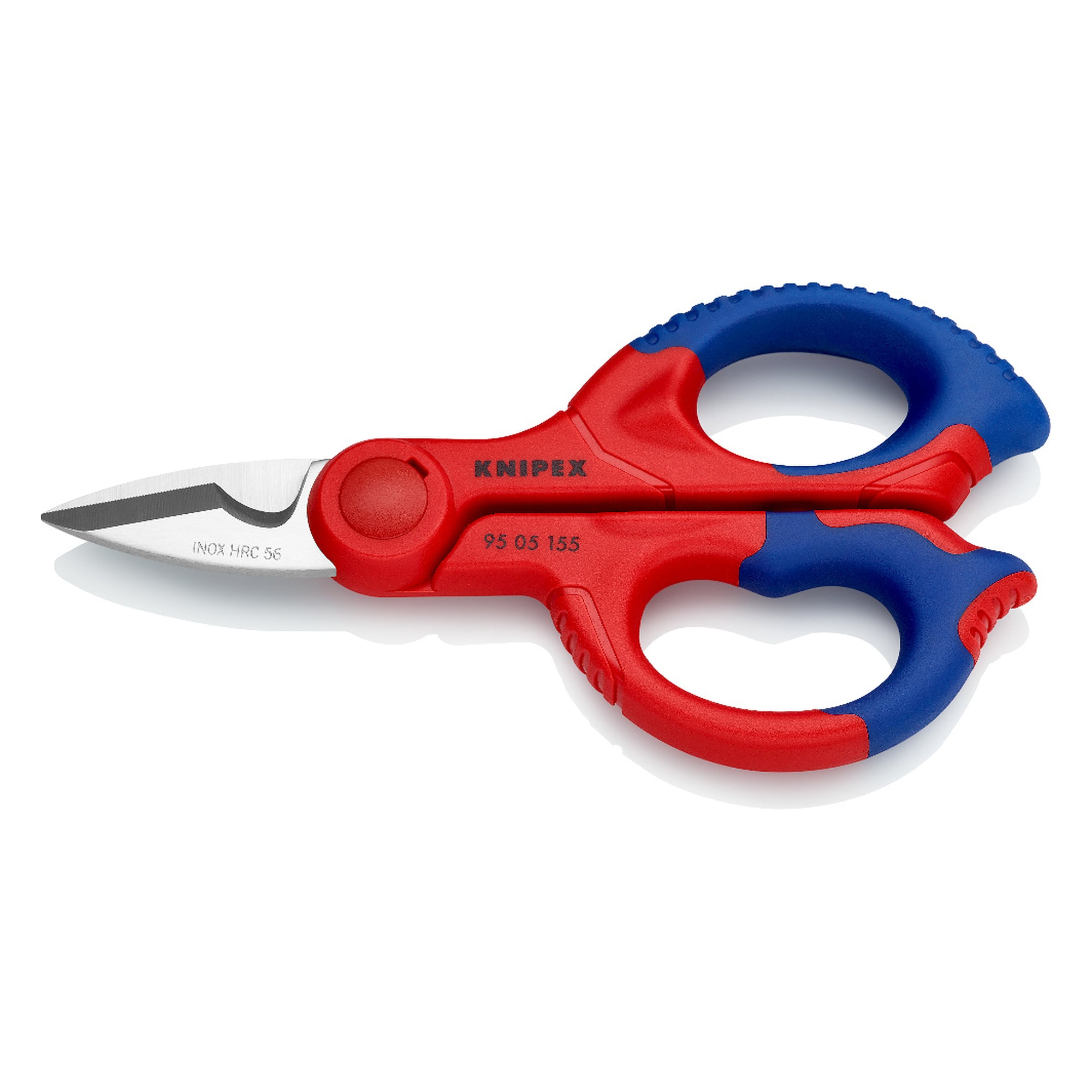 Electricians' shears with micro-serration and cable cutter, stainless steel, 155 mm