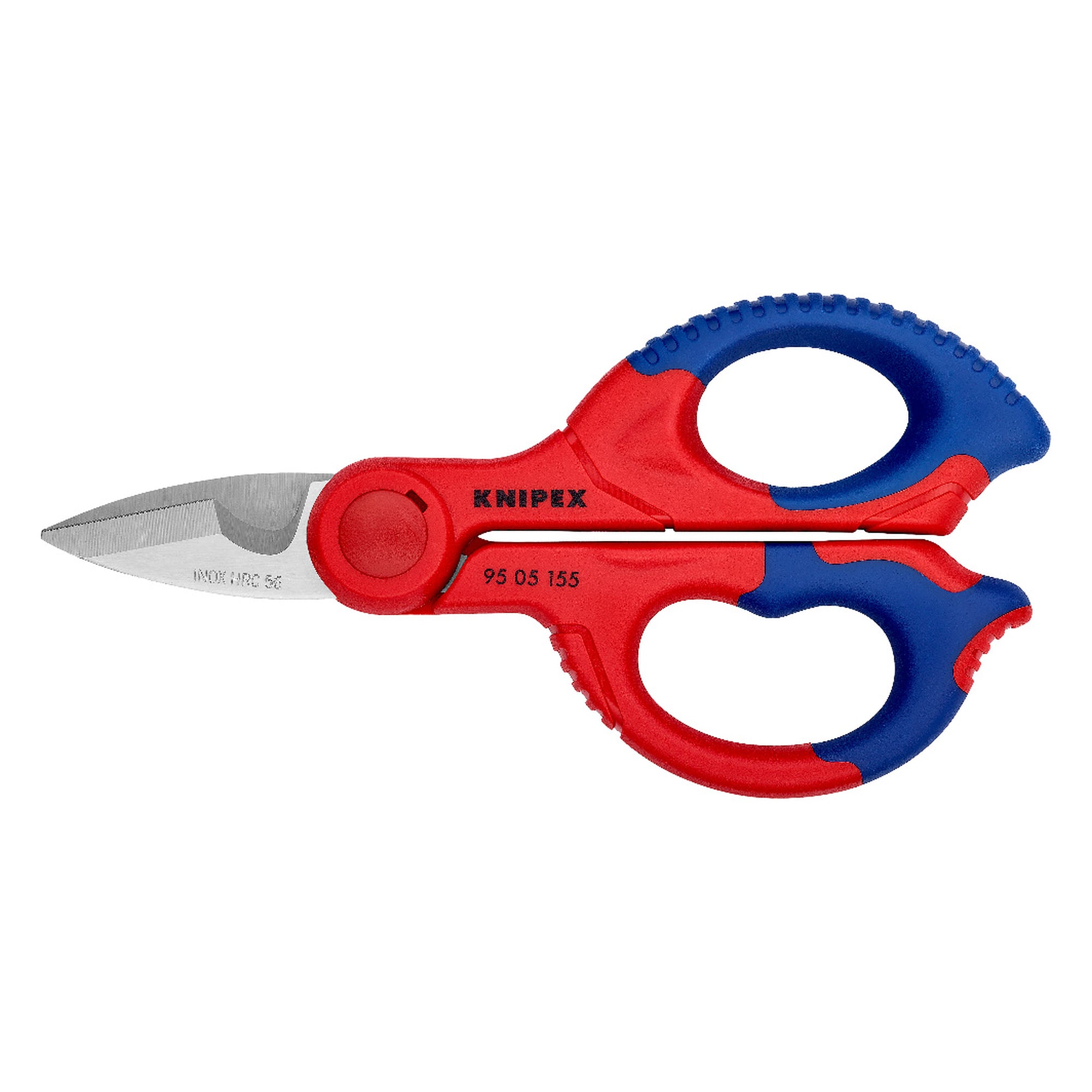Electricians' shears with micro-serration and cable cutter, stainless steel, 155 mm