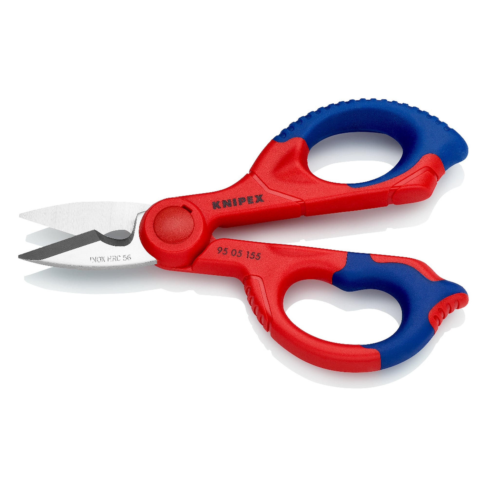 Electricians' shears with micro-serration and cable cutter, stainless steel, 155 mm