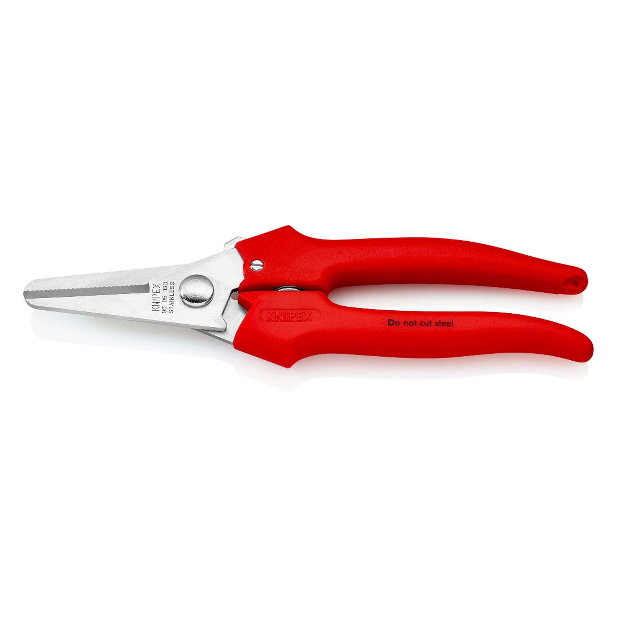 Combination shears with opening spring and locking device, 40 mm blade length, 190 mm