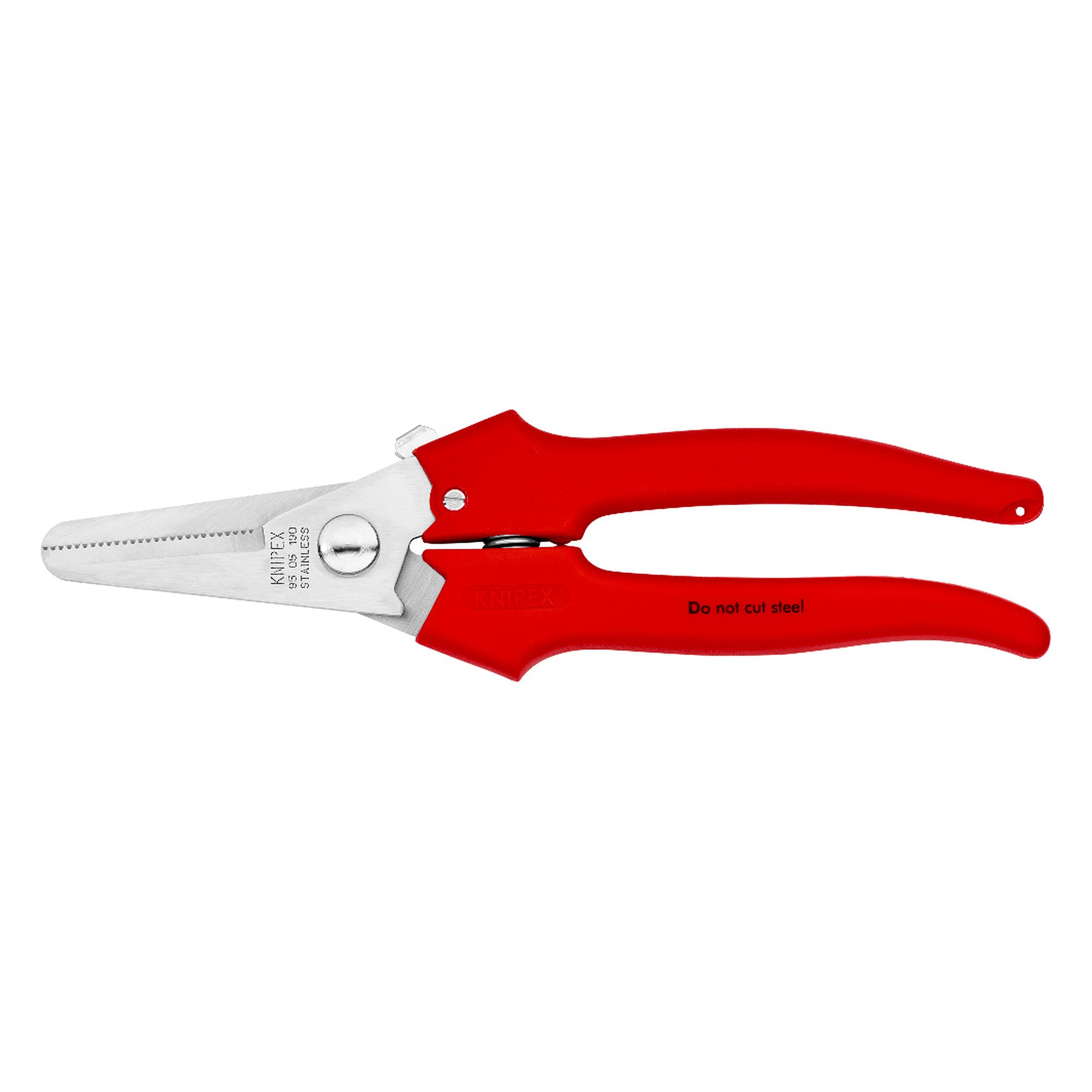 Combination shears with opening spring and locking device, 40 mm blade length, 190 mm