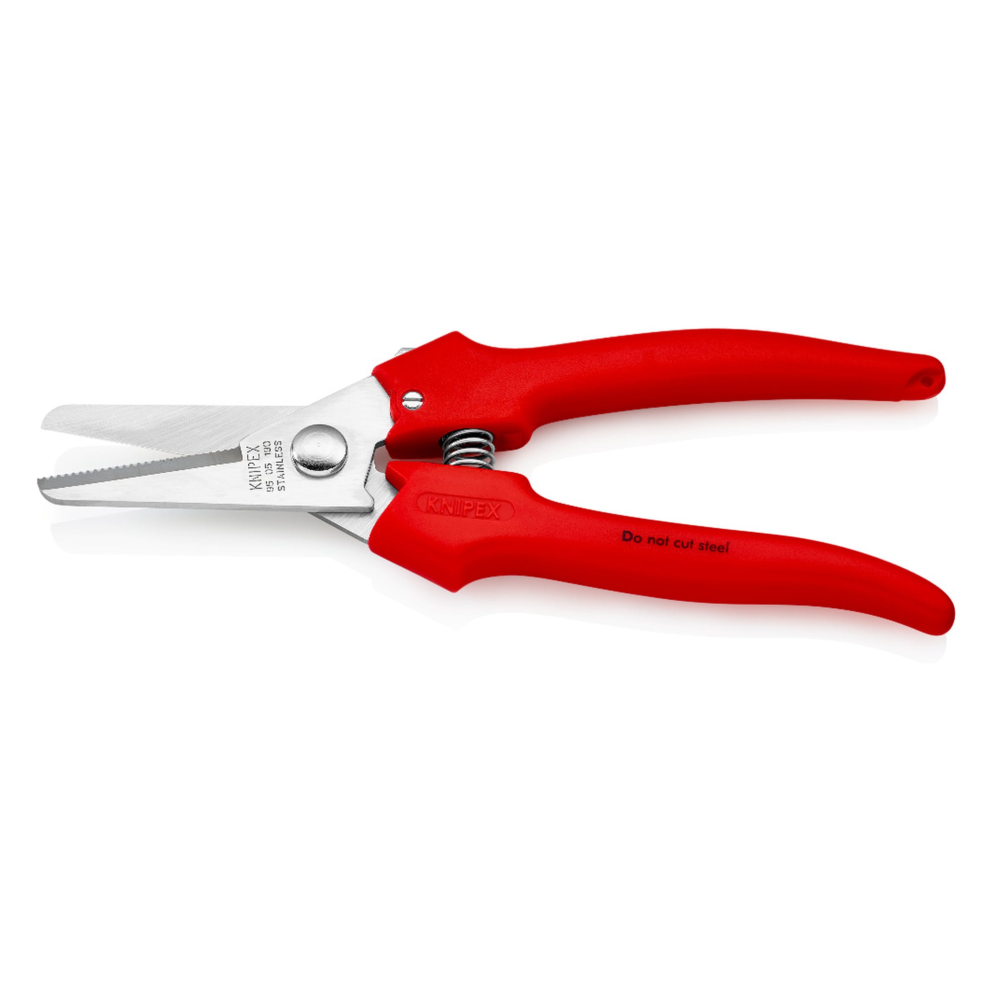 Combination shears with opening spring and locking device, 40 mm blade length, 190 mm