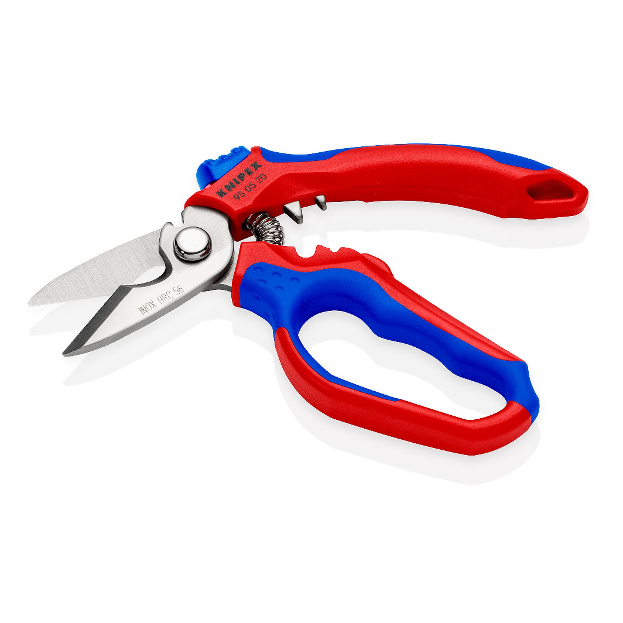 Ciseaux d'électricien coudés avec zones de sertissage 0,5 - 6 mm² et 10 - 25 mm², 180 mm, carte blister