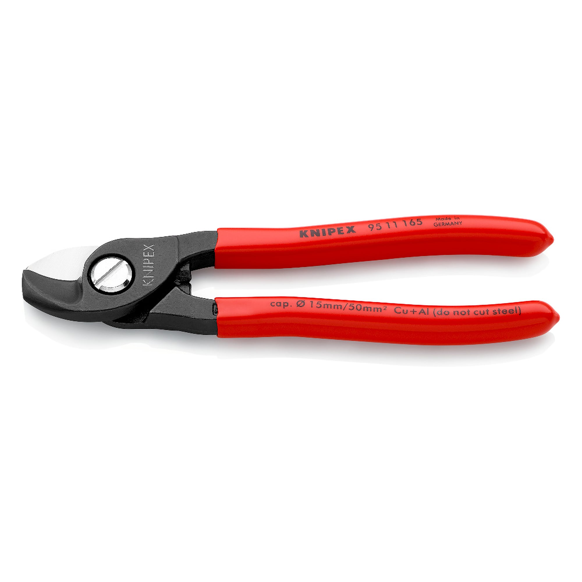 Cable shears for copper and aluminium cable up to 15 mm dia., with guard, 165 mm