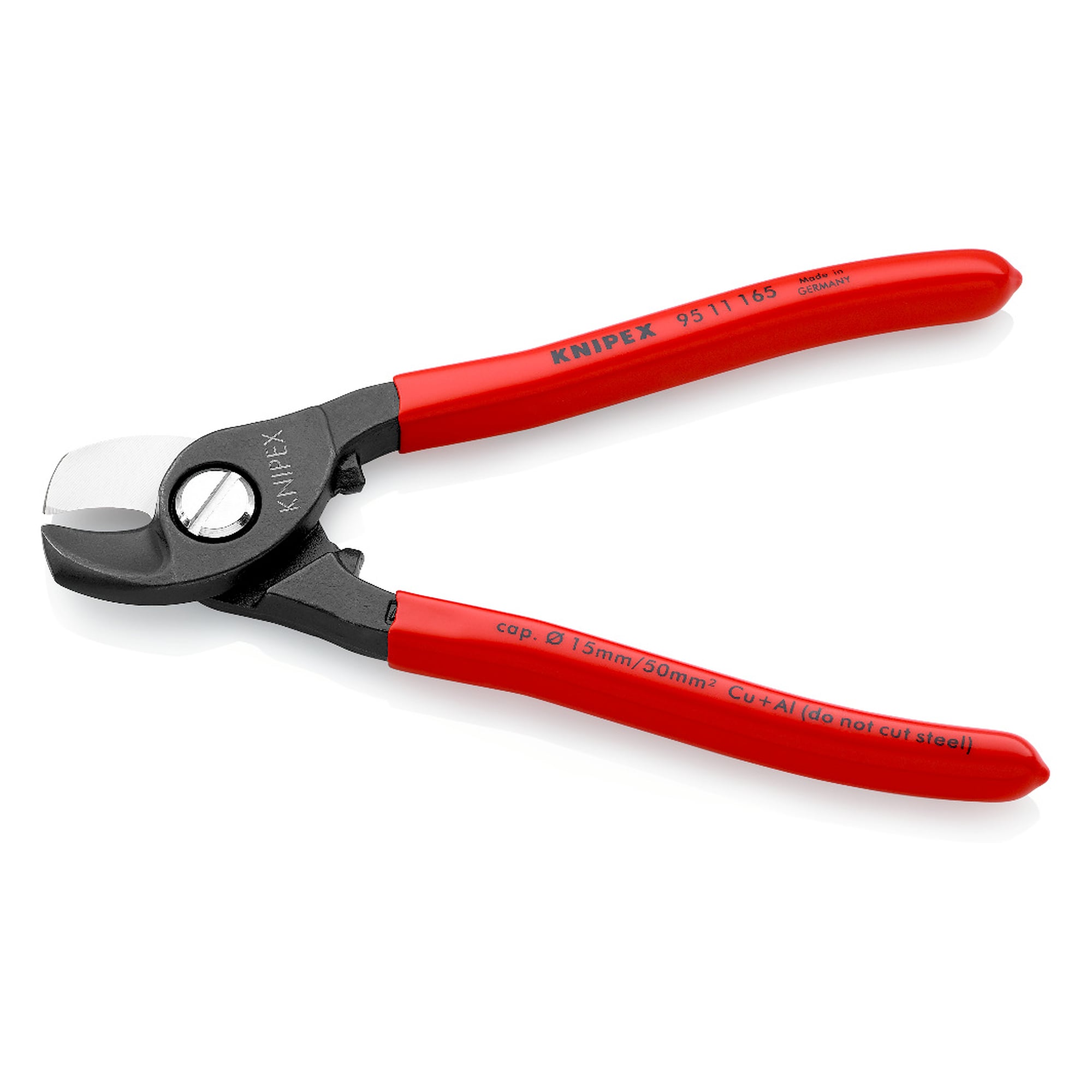 Cable shears for copper and aluminium cable up to 15 mm dia., with guard, 165 mm