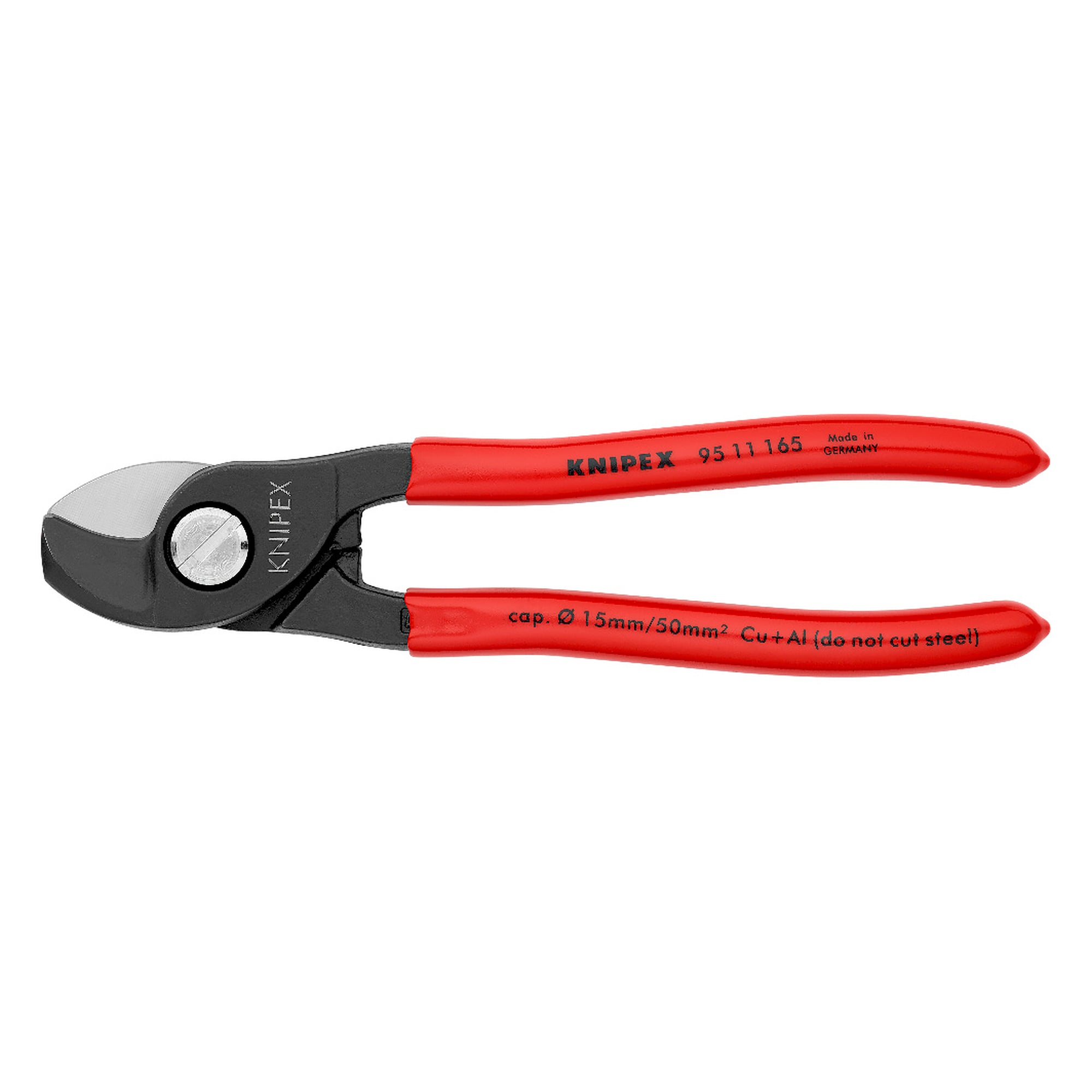 Cable shears for copper and aluminium cable up to 15 mm dia., with guard, 165 mm