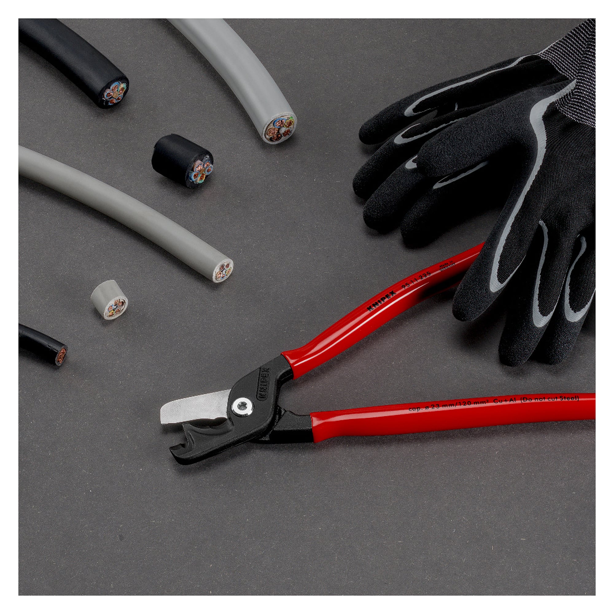 StepCut XL Kabelschere mit Stufenschnitt und Kraftgelenk für Kabel bis 120 mm², 225 mm