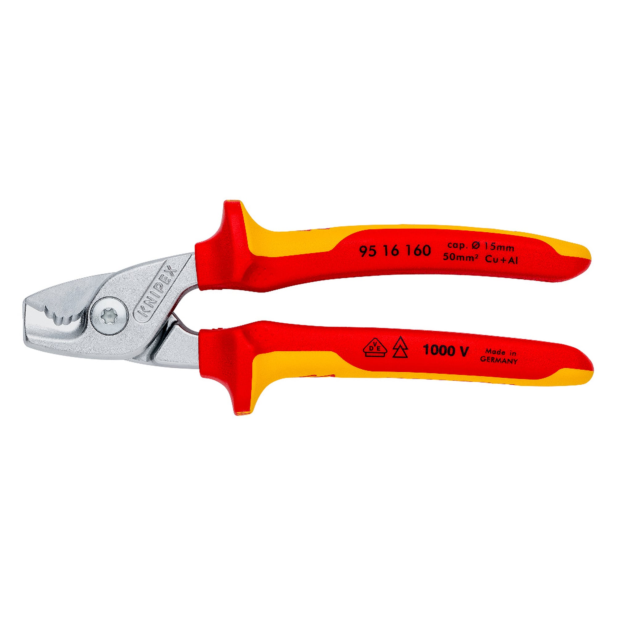 StepCut Kabelschere VDE, Cu- und Al-Kabel bis Ø 15 mm, 40 % leichterer Schnitt, 160 mm