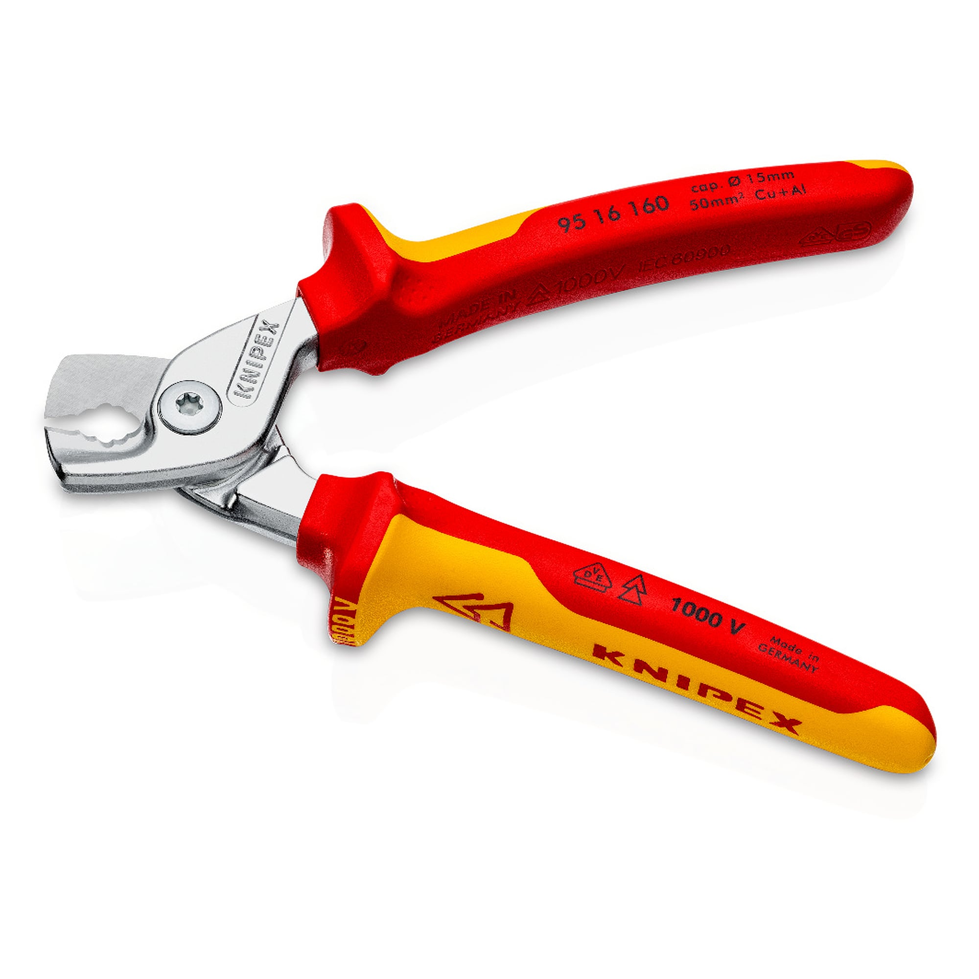 StepCut Kabelschere VDE, Cu- und Al-Kabel bis Ø 15 mm, 40 % leichterer Schnitt, 160 mm