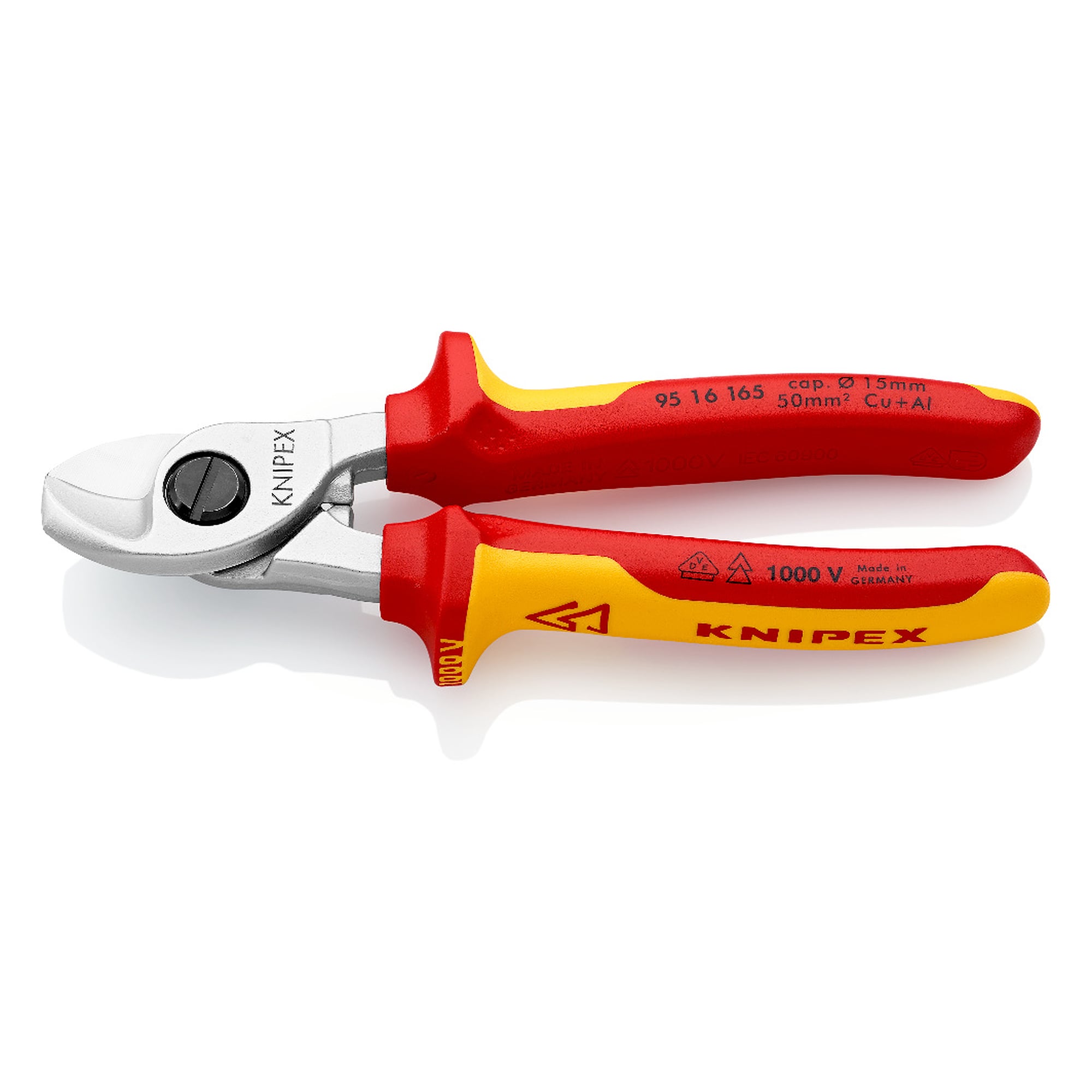 Kabelschere VDE-geprüft für Cu- und Al-Kabel bis Ø 15 mm und 50 mm², 165 mm