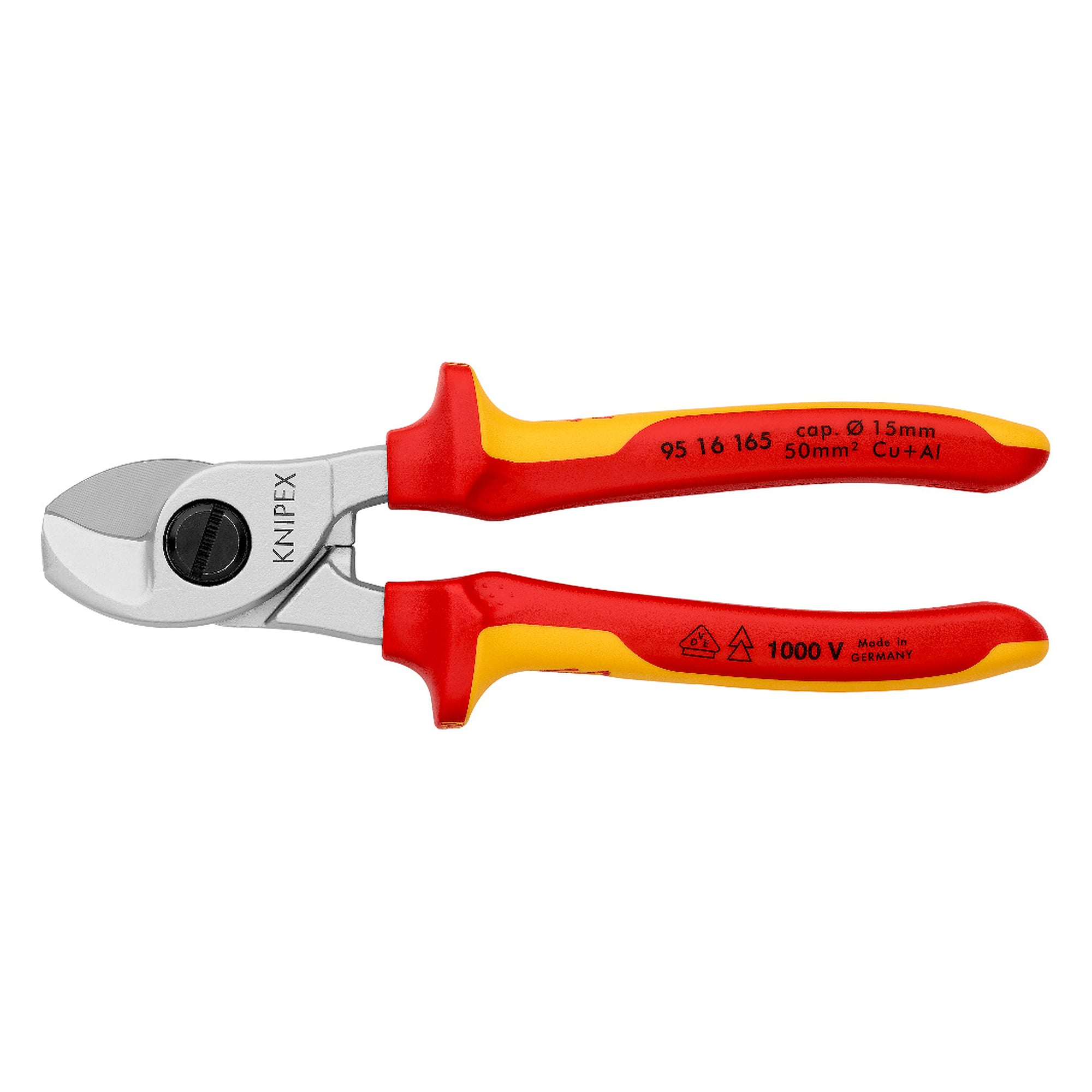 Kabelschere VDE-geprüft für Cu- und Al-Kabel bis Ø 15 mm und 50 mm², 165 mm