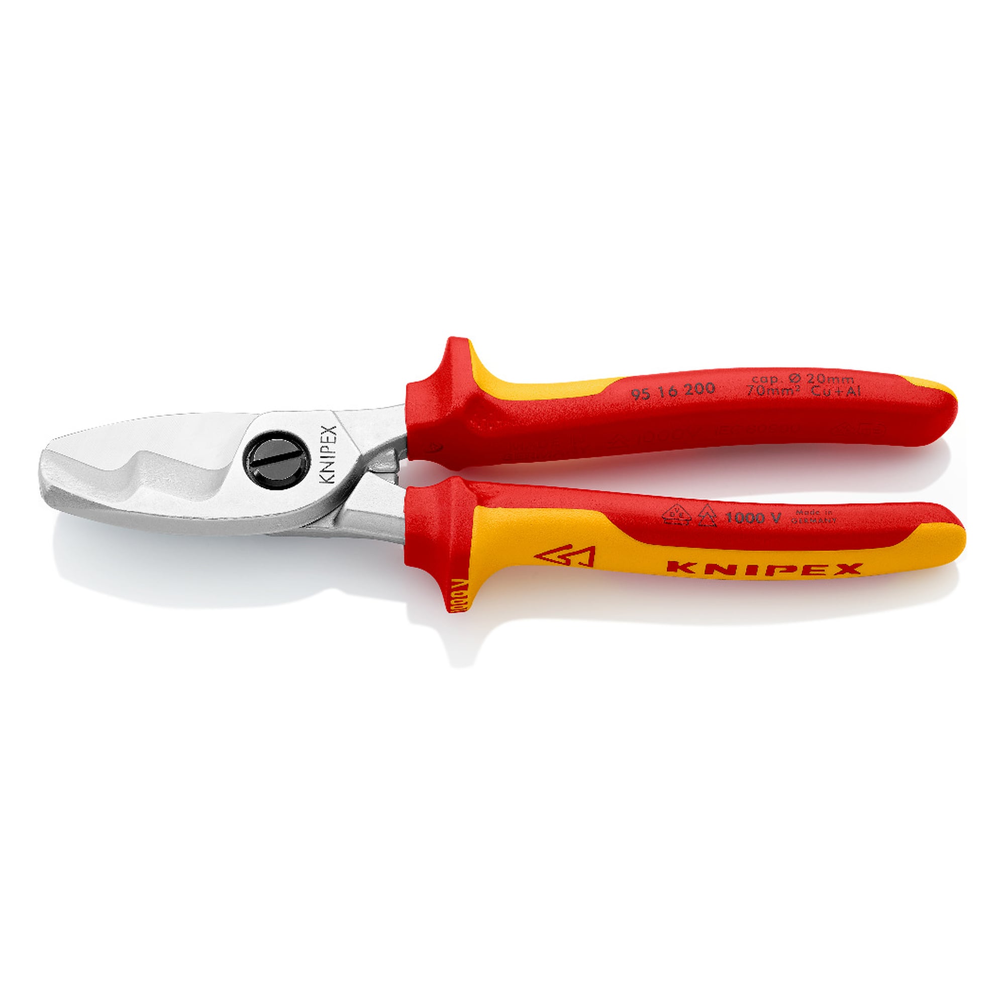 Cable shears with twin cutting edge, VDE 1000 V, copper and aluminium cables up to Ø 20 mm, 200 mm