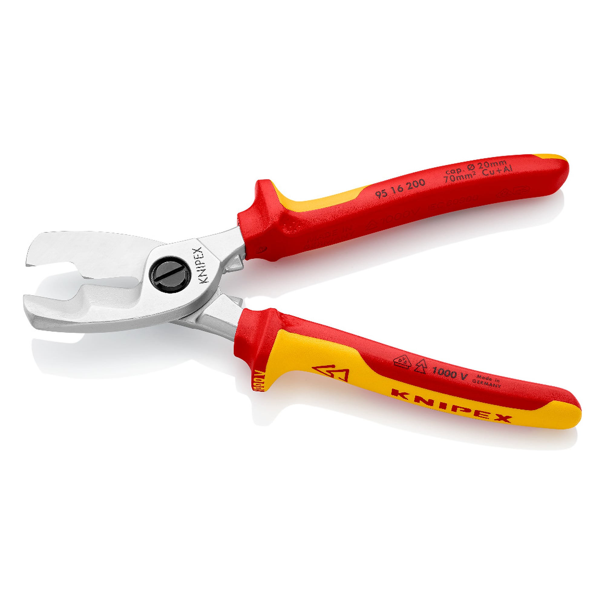 Cable shears with twin cutting edge, VDE 1000 V, copper and aluminium cables up to Ø 20 mm, 200 mm