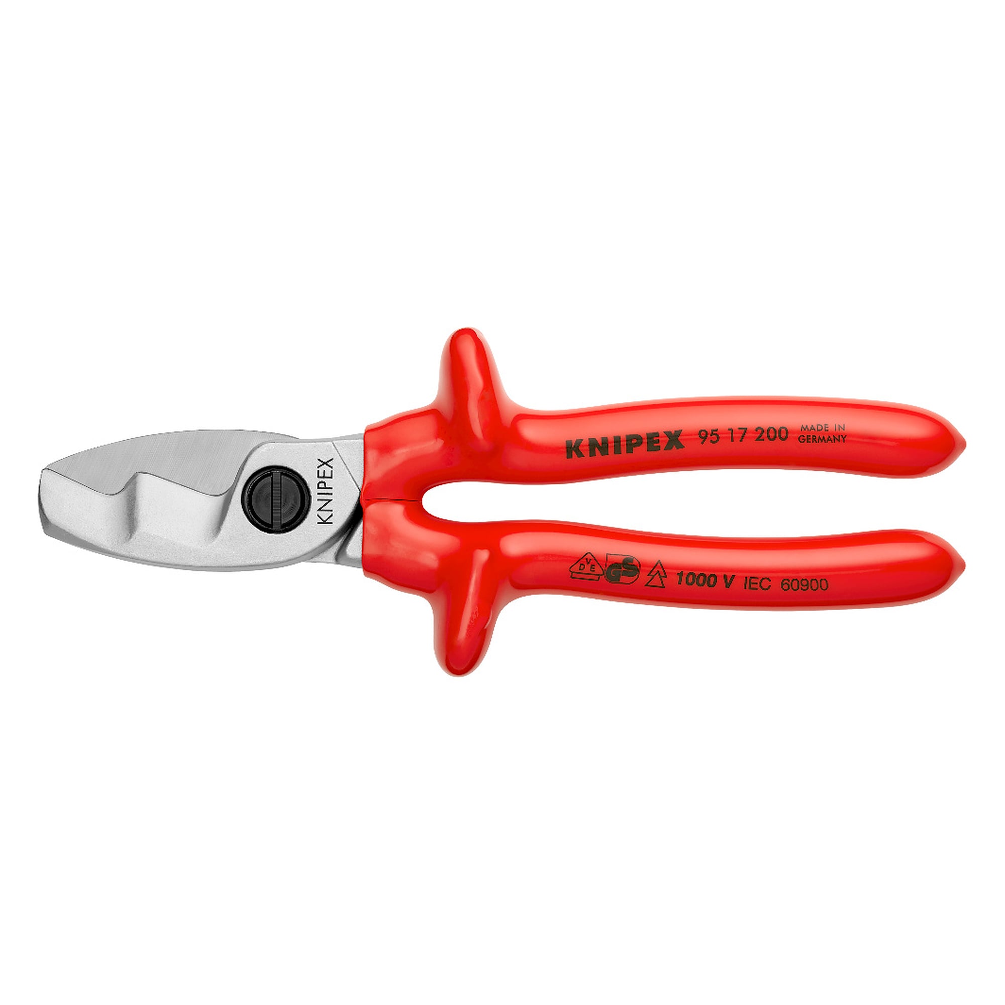 Cable shears with twin cutting edge, dip-insulated VDE 1000 V, cables up to Ø 20 mm, 200 mm