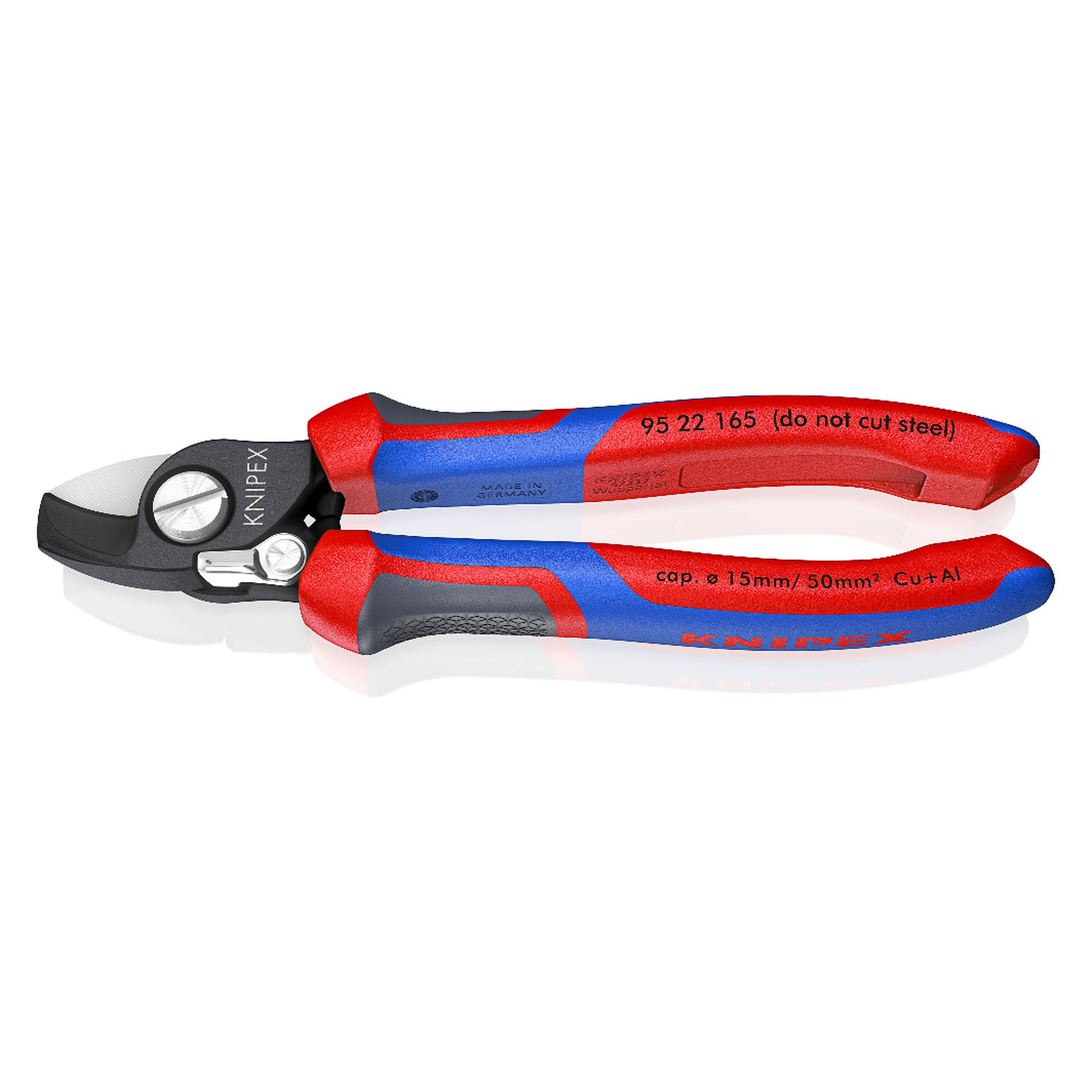 Cable shears with opening spring for copper and aluminium cables up to 50 mm², 165 mm