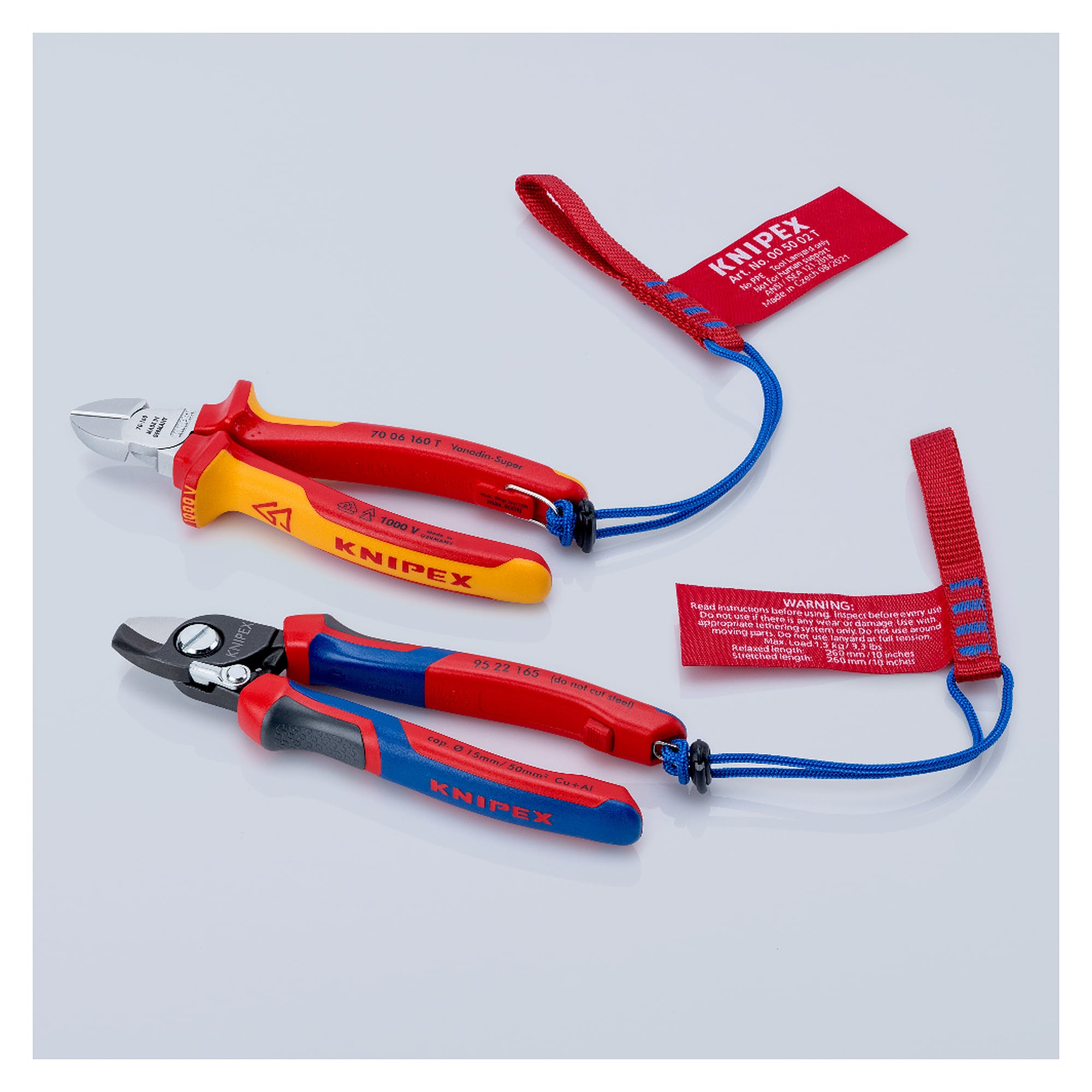Cable shears with opening spring for copper and aluminium cables up to 50 mm², 165 mm