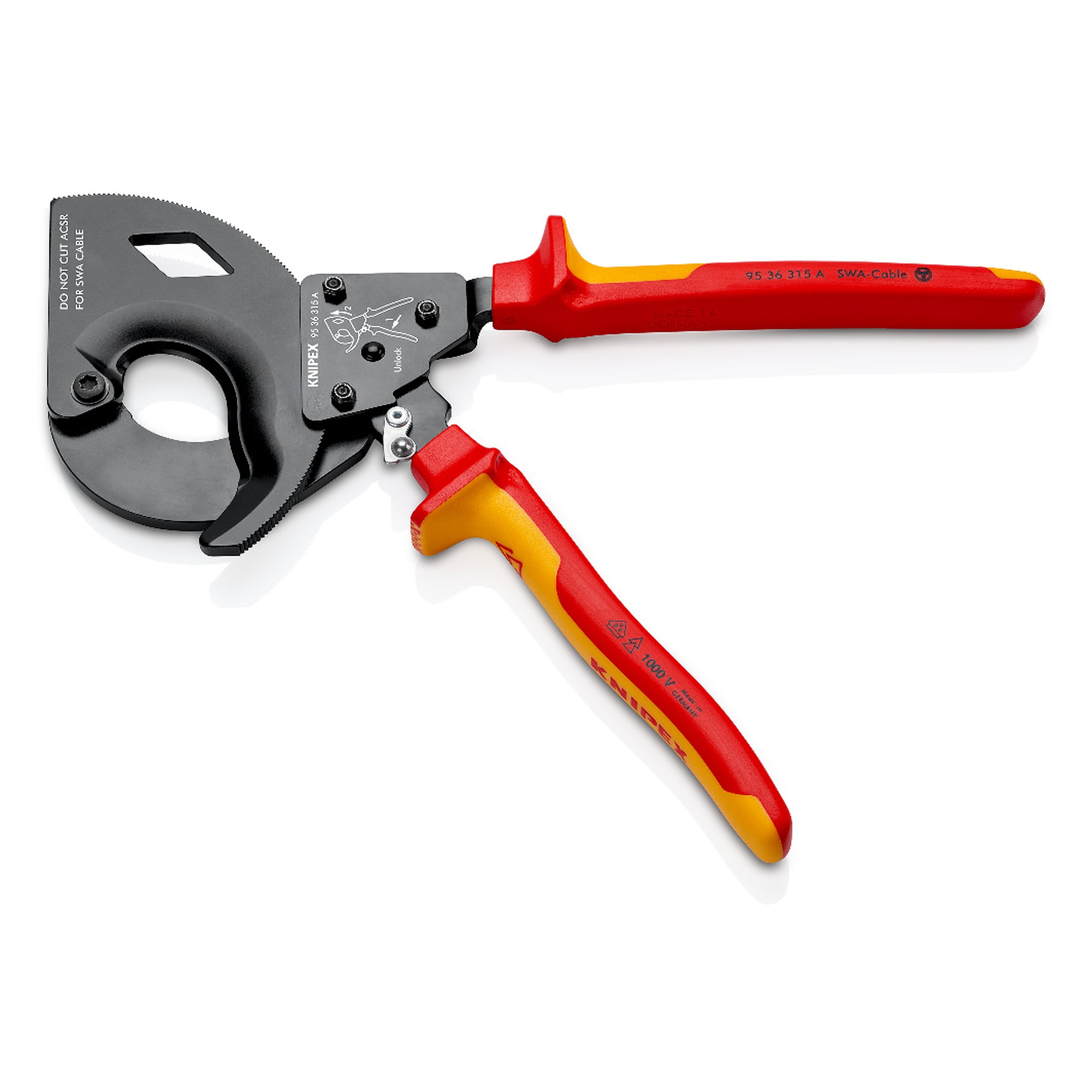 Coupe-câbles pour câbles armés acier SWA jusqu'à 45 mm, isolé VDE 1000 V, 315 mm