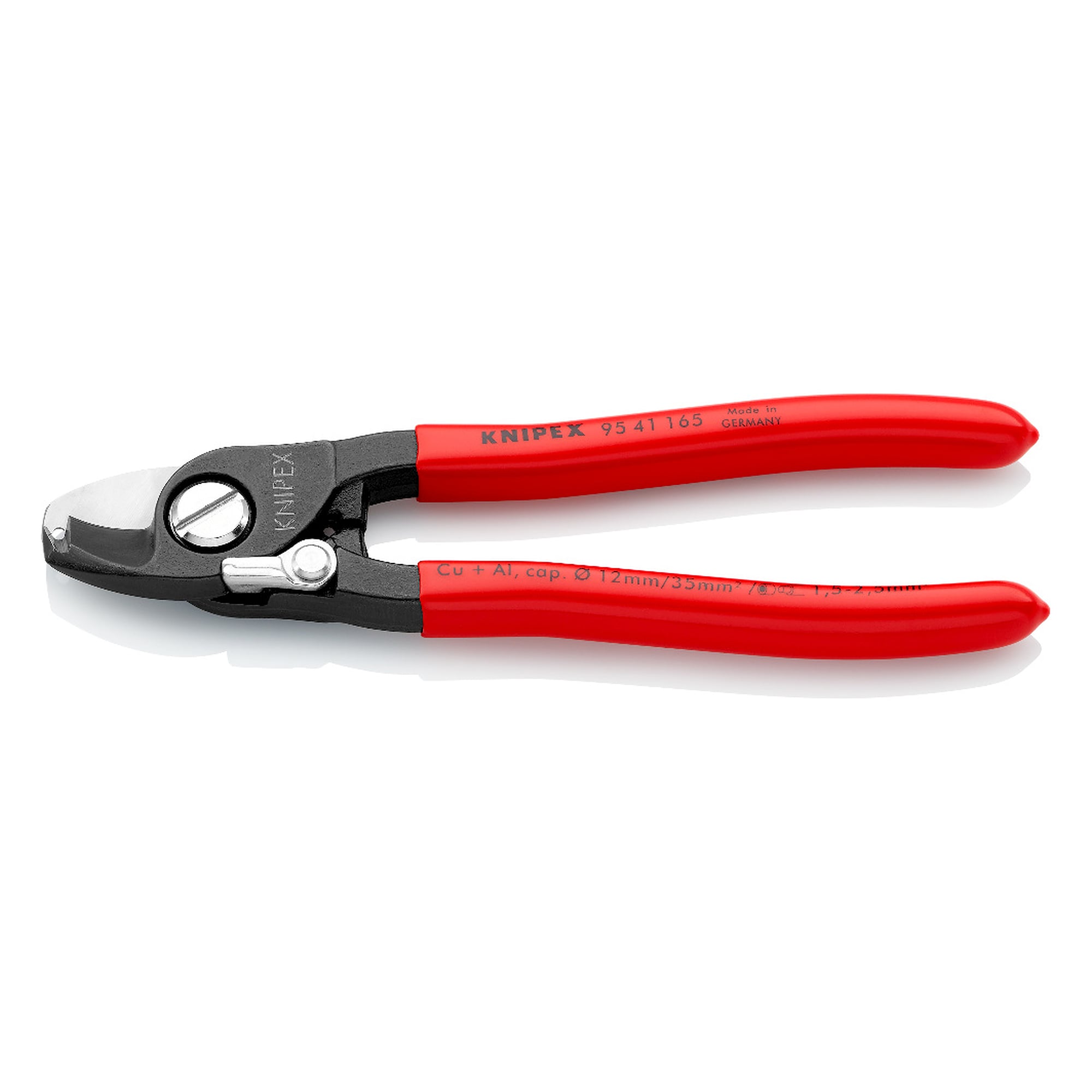 Cisaille à câbles brunie avec fonction de dénudage pour câble NYM, câble Cu jusqu'à Ø 12 mm, 165 mm