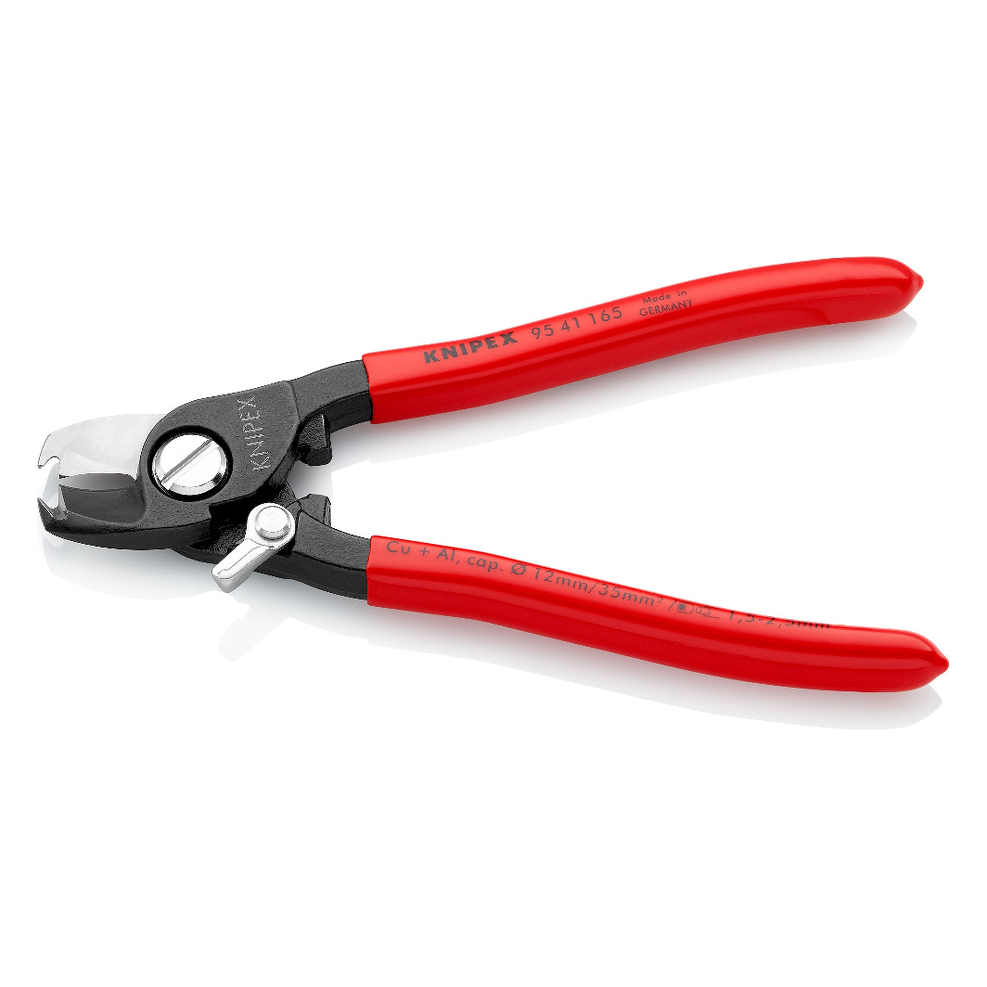 Cisaille à câbles brunie avec fonction de dénudage pour câble NYM, câble Cu jusqu'à Ø 12 mm, 165 mm