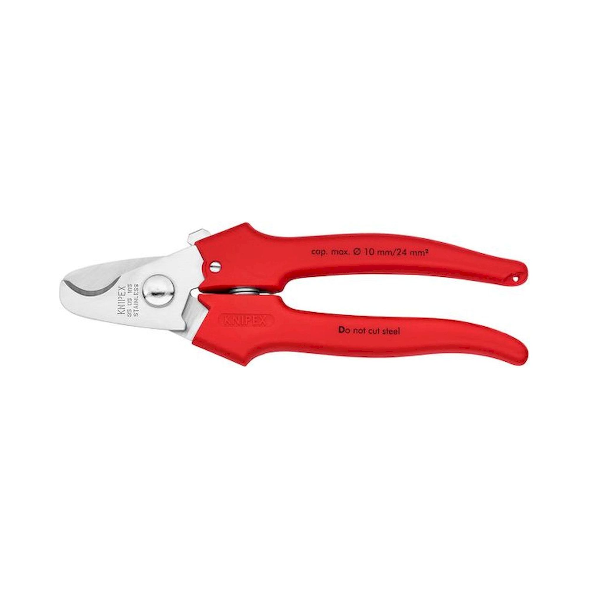 Knipex 95 05 165. Kabelschere, Griffe mit Kunststoff umspritzt, 165 mm