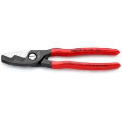 Knipex 95 11 200. Cable shears with double cutting edge, with anti-trap protection, plastic-coated handles, 20 mm / 70 mm2, 200 mm