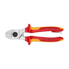 Knipex 95 16 165 T. Cable shears, chrome-plated, insulated with multi-component sleeves, fastening eyelet, 165 mm