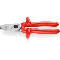 Knipex 95 17 200. Cable shears with double cutting edge, chrome-plated, dip-insulated, 200 mm