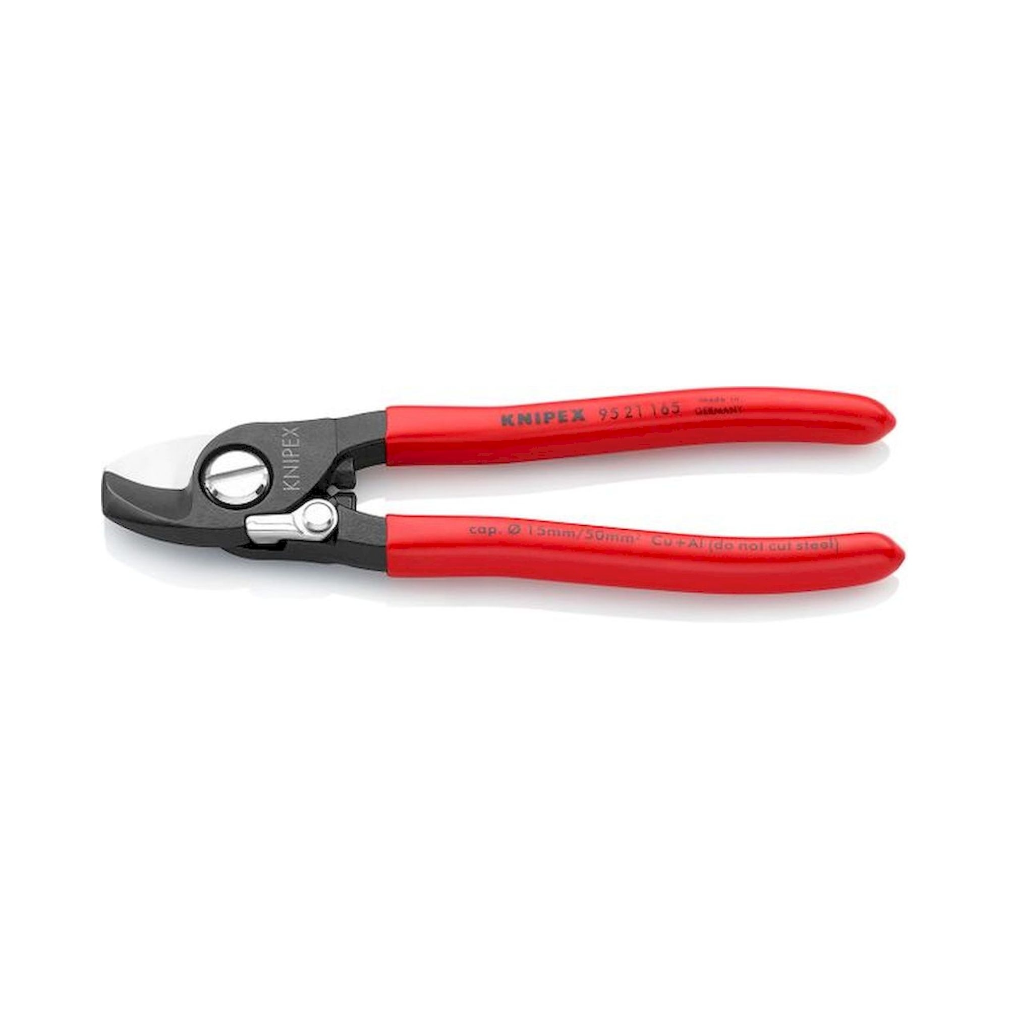 Knipex 95 21 165. Cable shears with opening spring, burnished, 165 mm