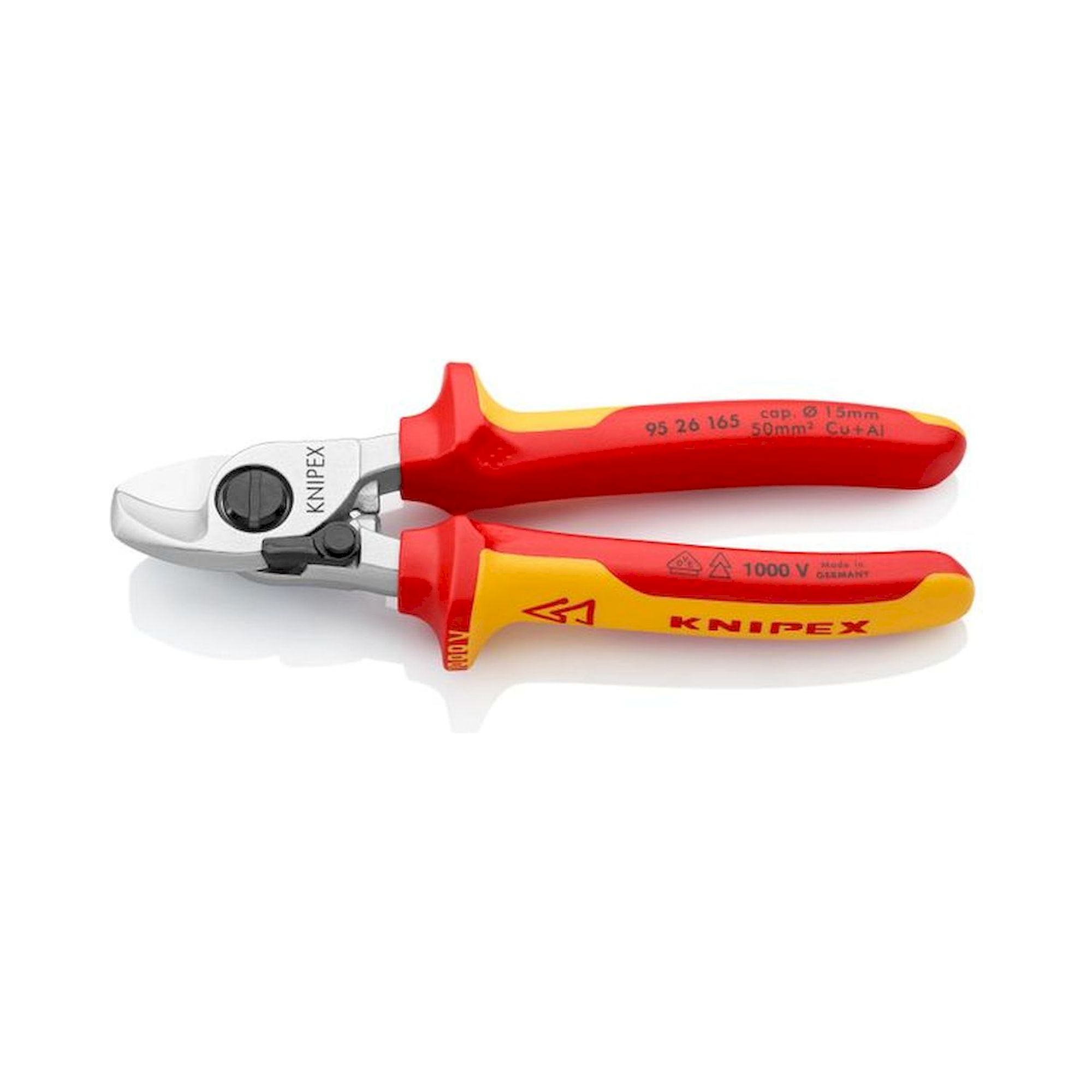 Knipex 95 26 165. Cable shears, chrome-plated, insulated, 165 mm